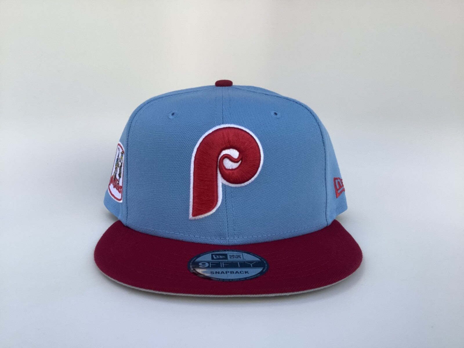 Philadelphia “P” Snapback Hat – Baby Blue & Maroon Flat Brim Cap