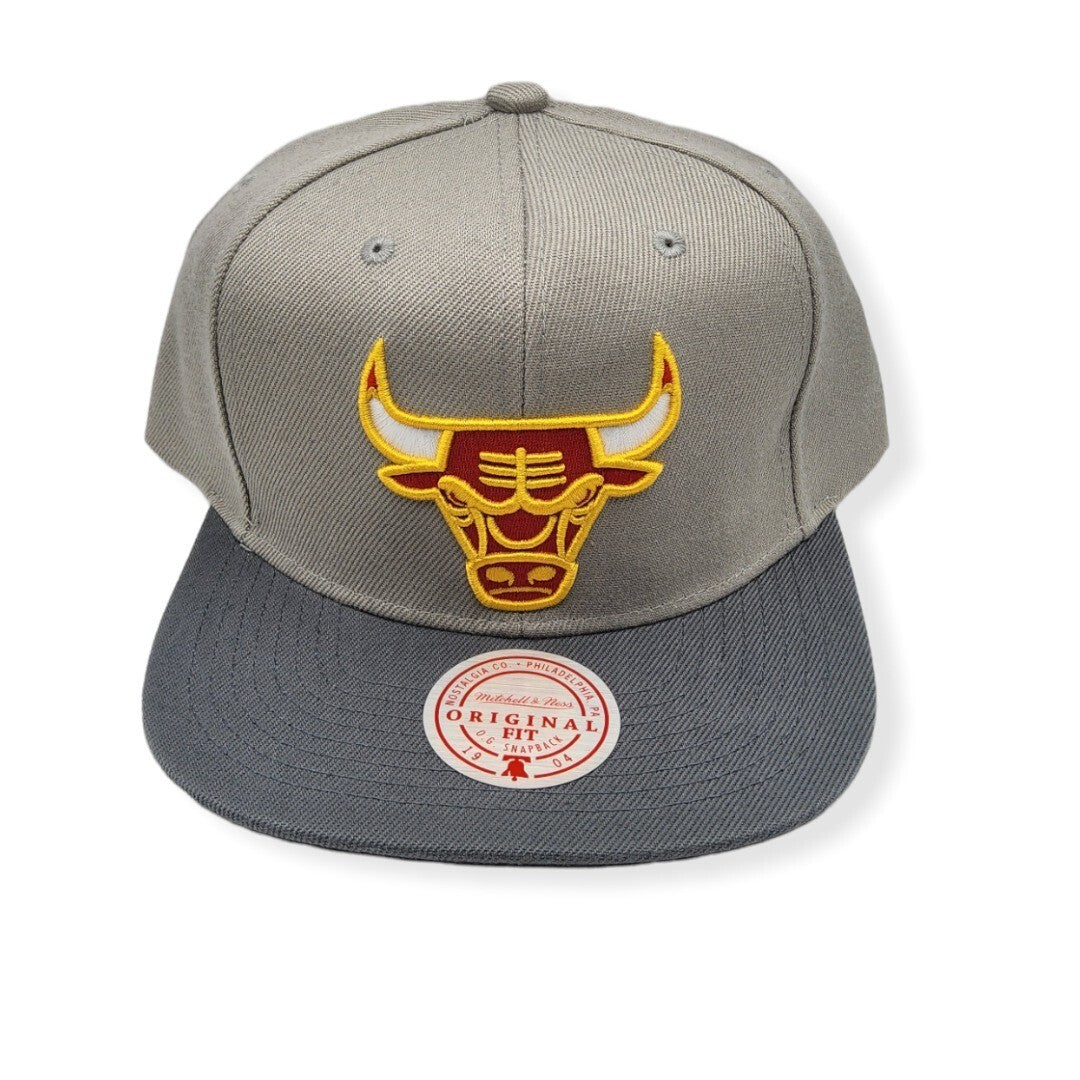 Chicago Bulls Grey&Charcoal Snapback Hat Red/Gold Logo