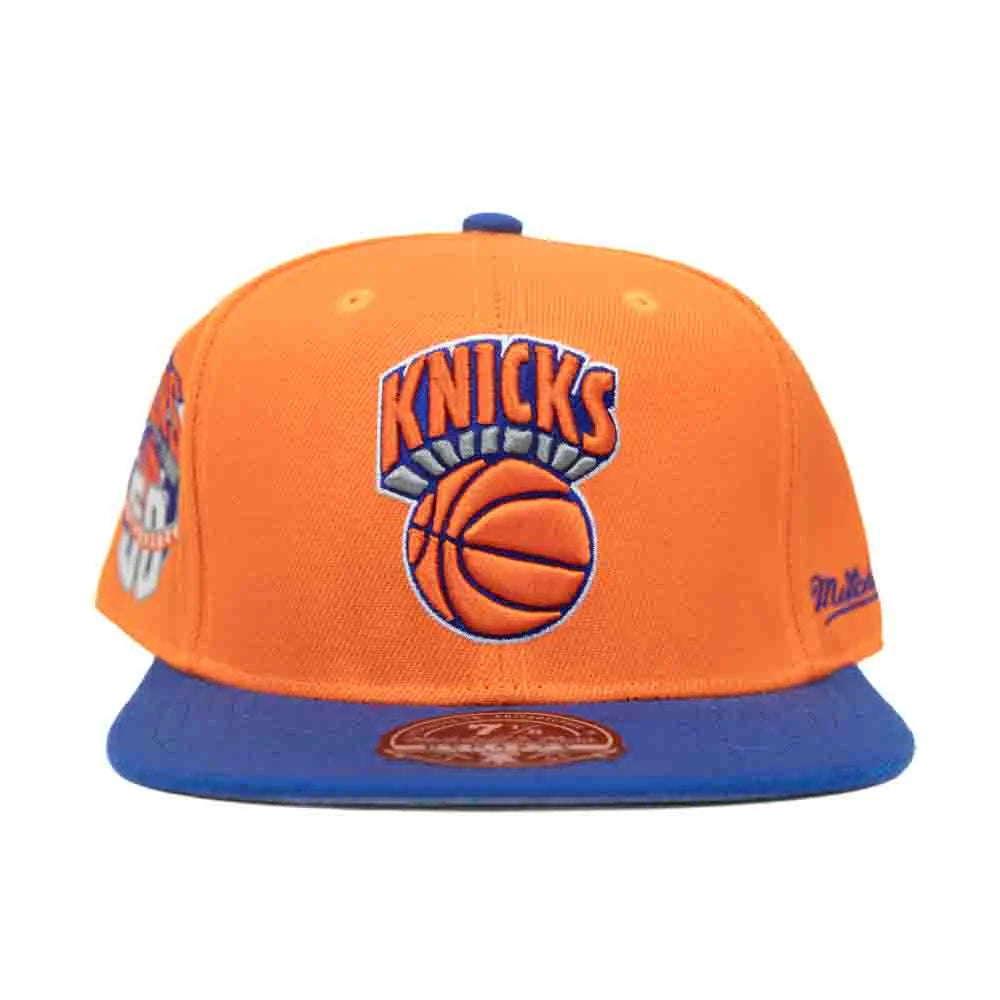 New York Knicks Mitchell & Ness Snapback Hat – Orange/Blue