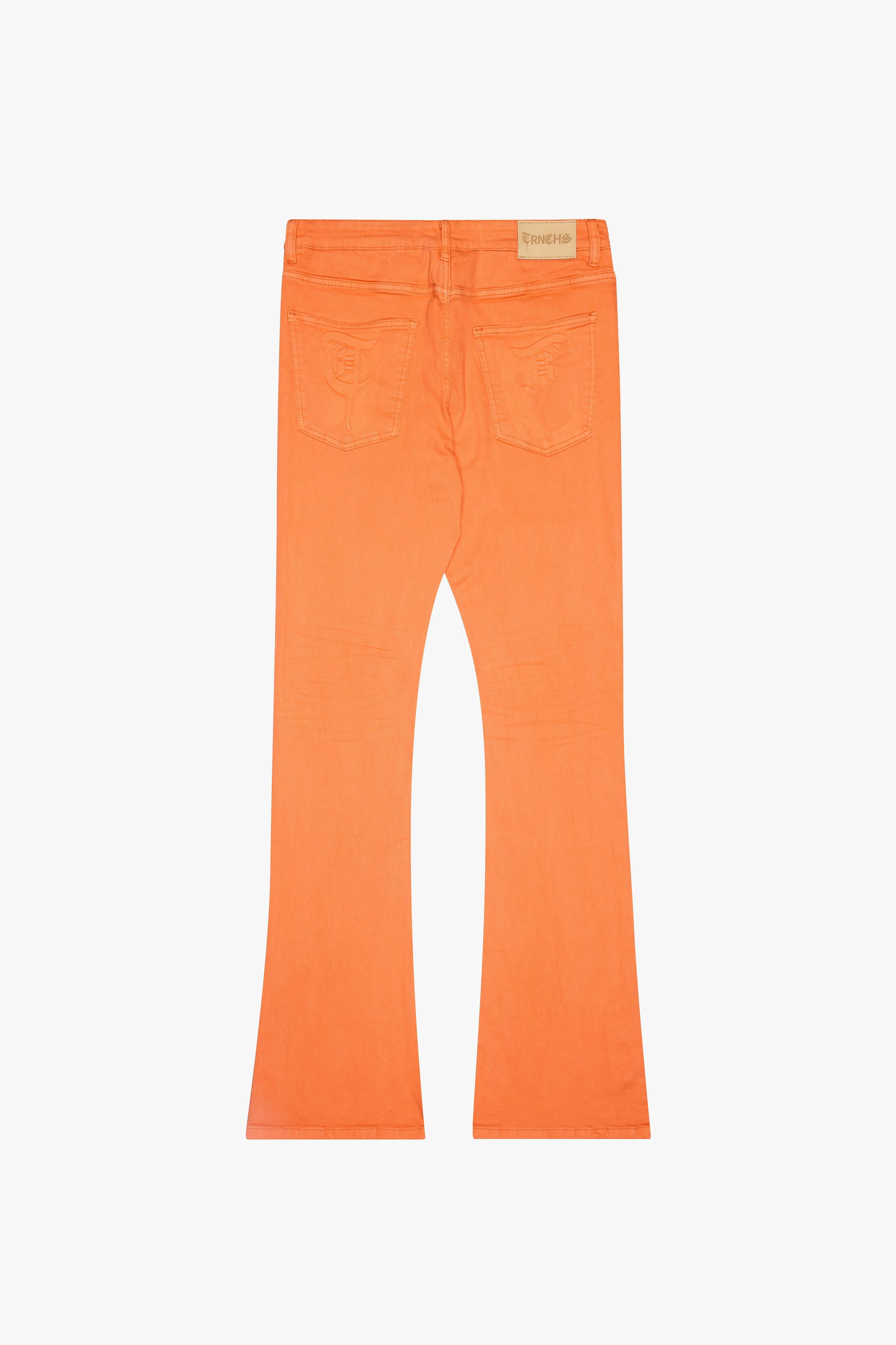 "BUTTON FLY" Orange Stacked Jeans