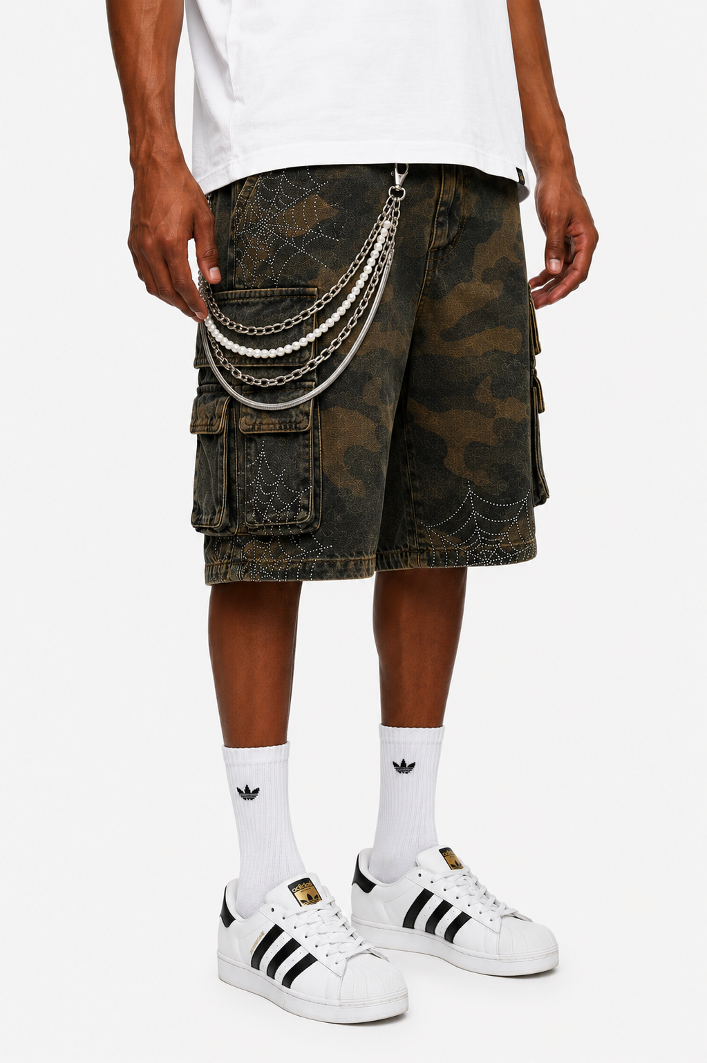 Layered Pearl Wallet Chain – Silver