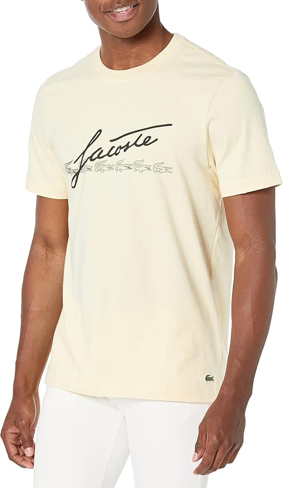Lacoste Signature Croc Graphic Tee - Cream