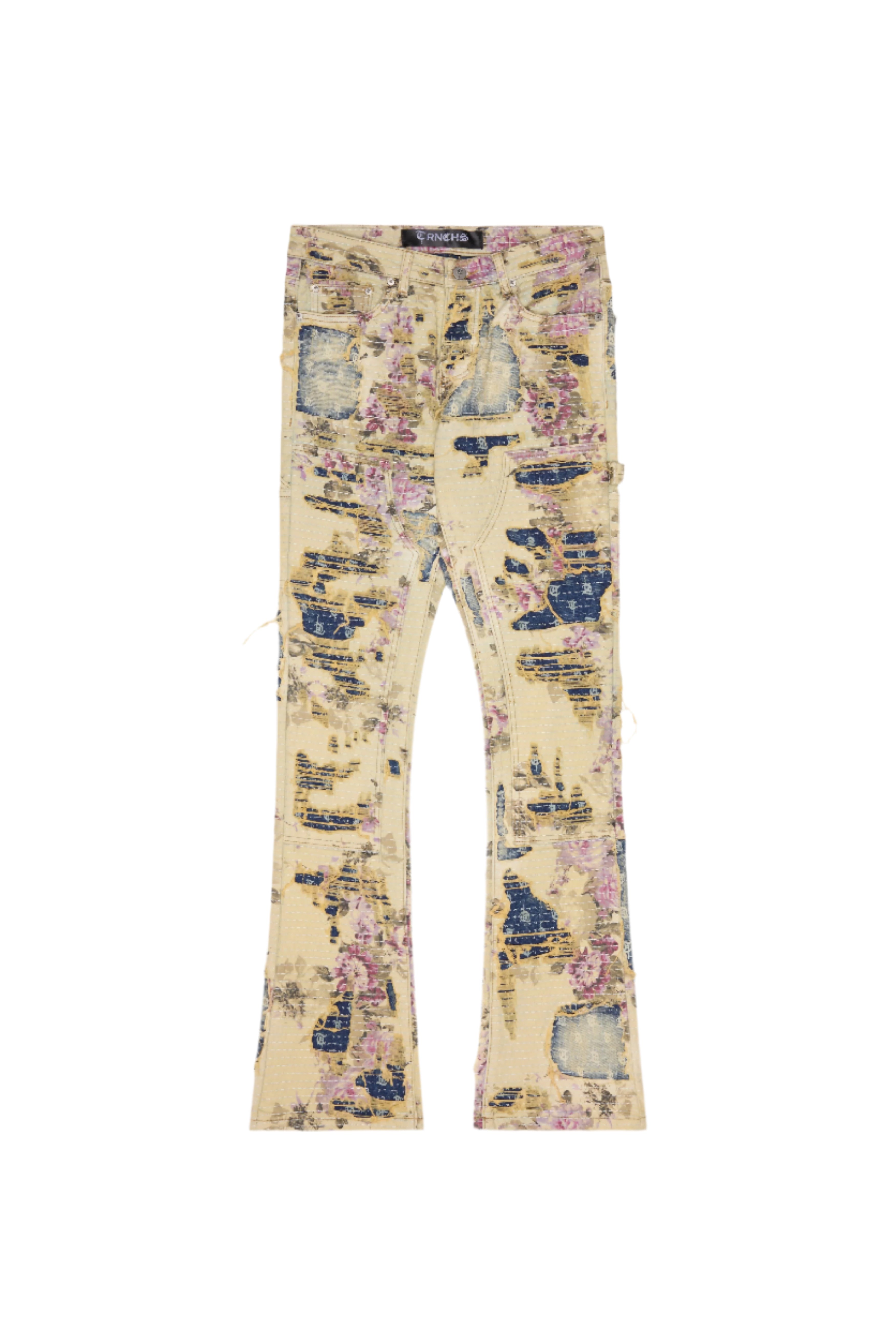 Sale "THE GARDENER" Stacked Blue/Yellow Jeans