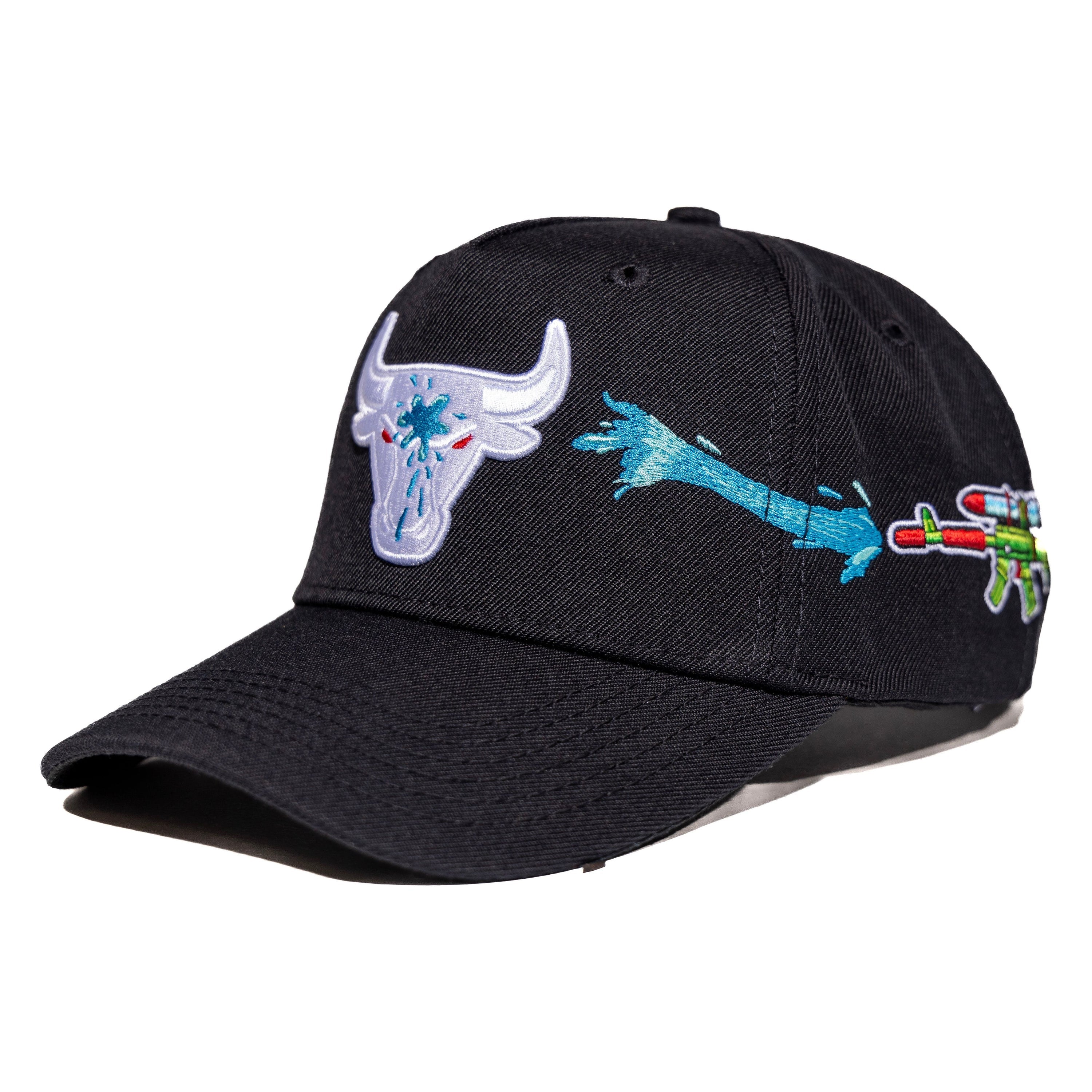 Chicago Bulls Splash Logo Strapback Hat – Black (