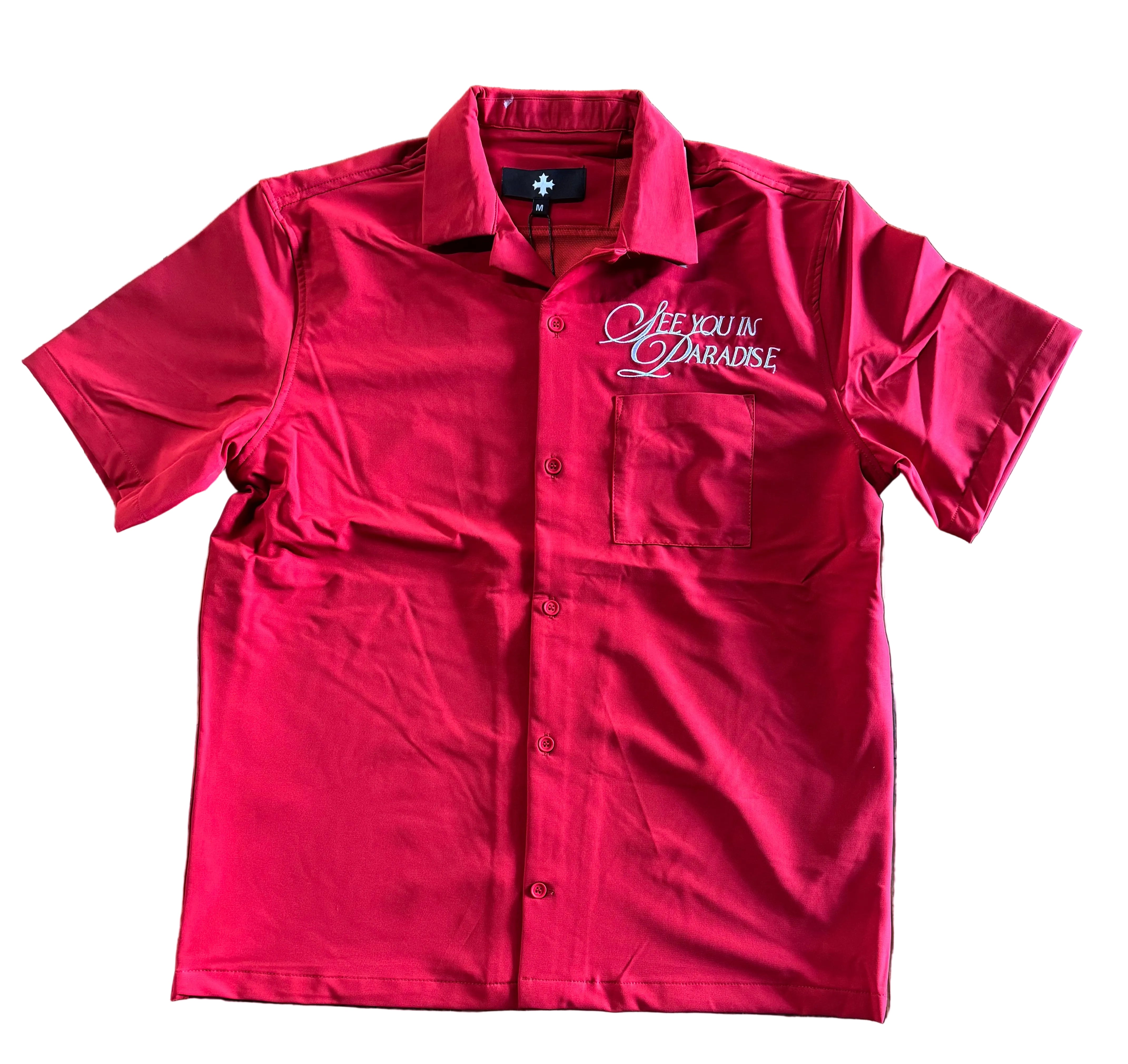 See You in Paradise Red Button-Up Shirt