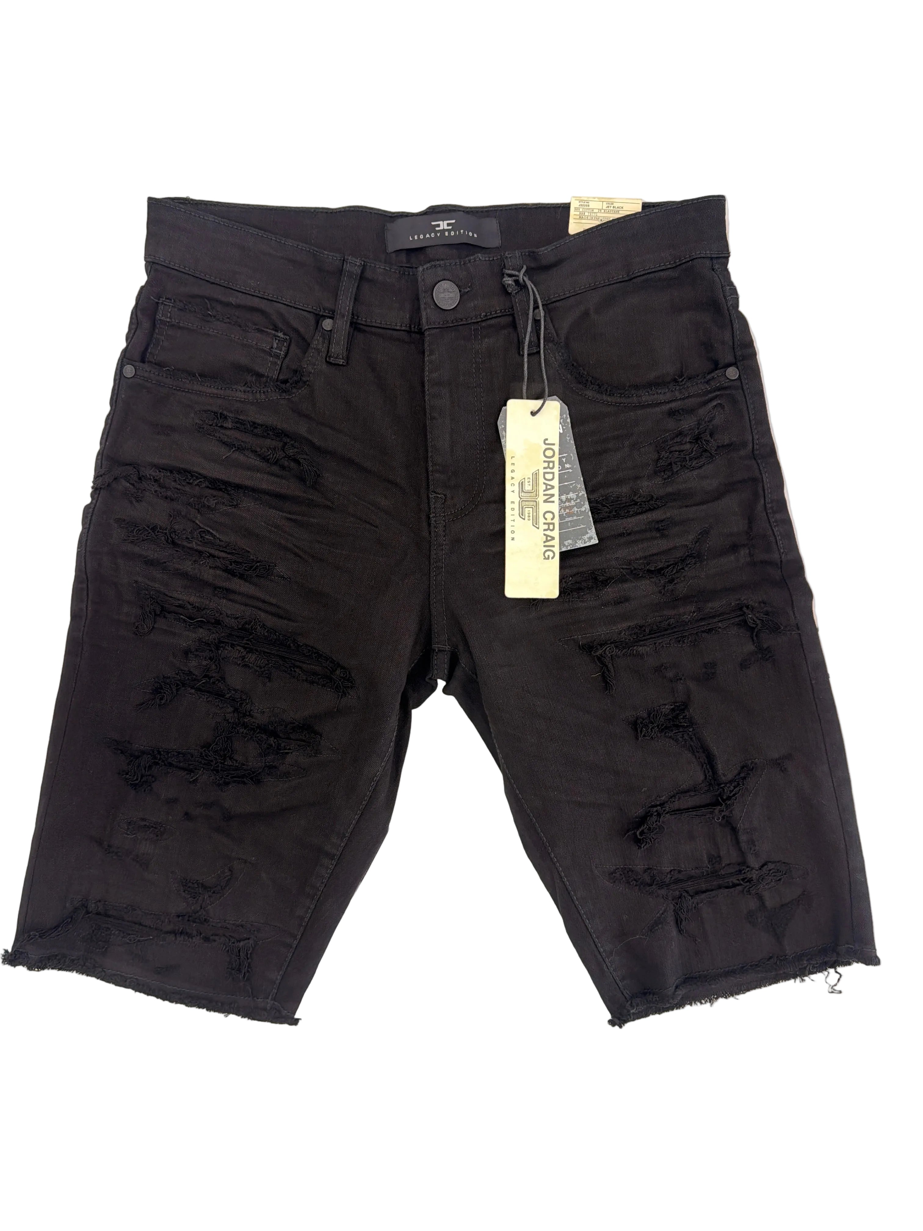 Jordan Craig Distressed Shorts - Jet Black