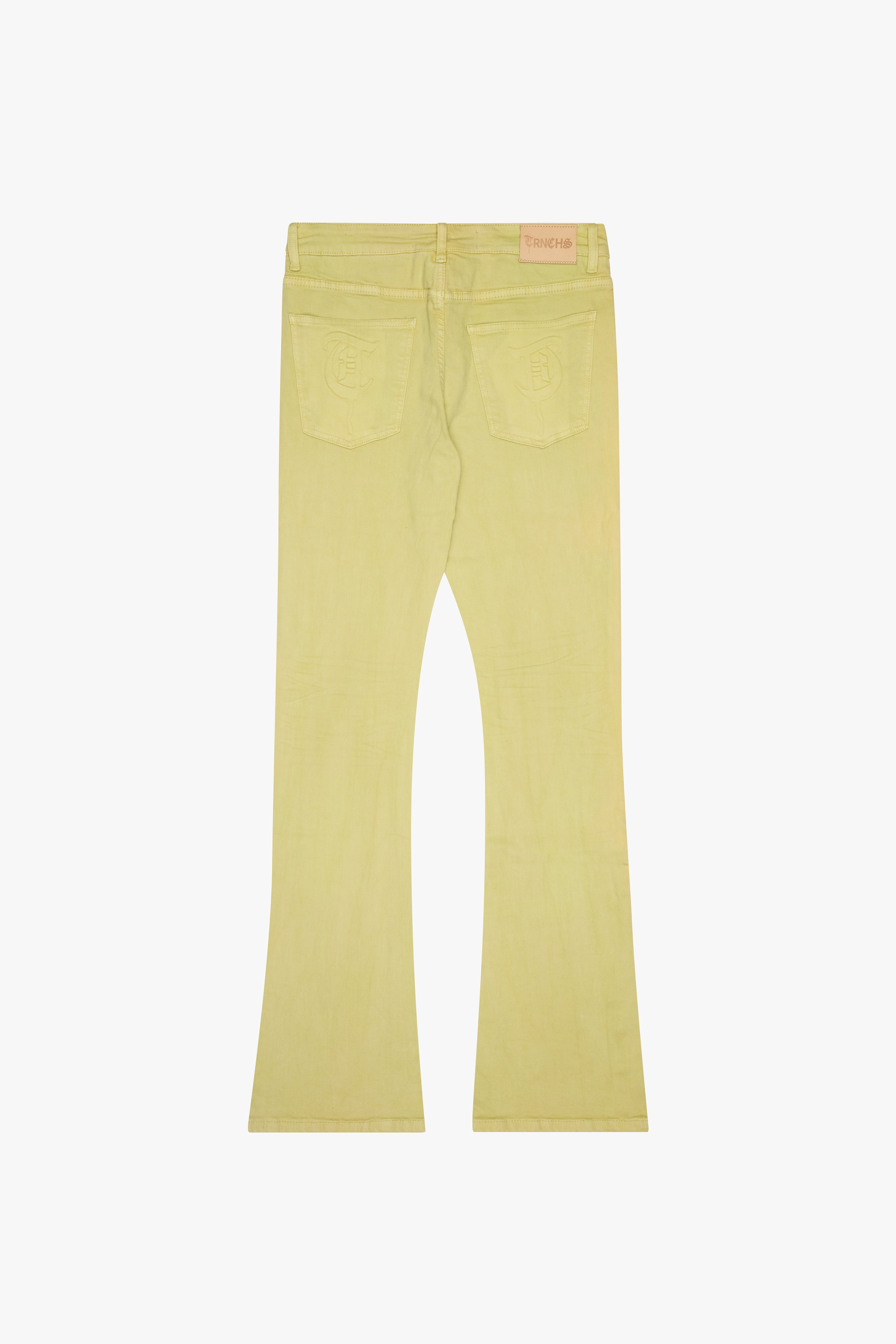 "BUTTON FLY" Green Stacked Jeans