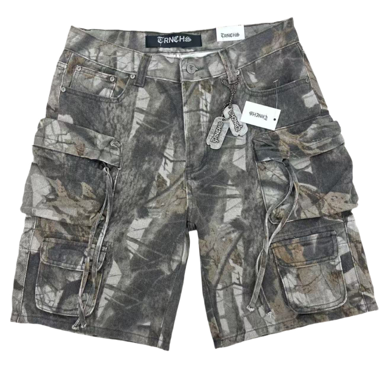 RUINS DIVISION Gray Camo Shorts Wood