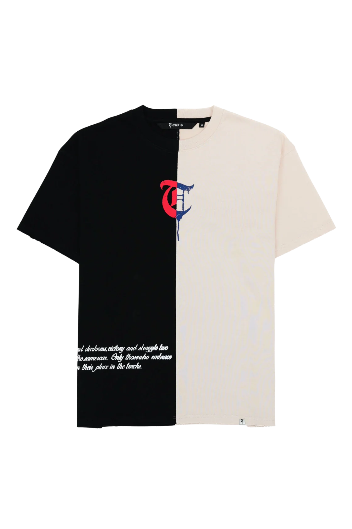 HEAVEN & HAVOC Black/Cream Panel Tee