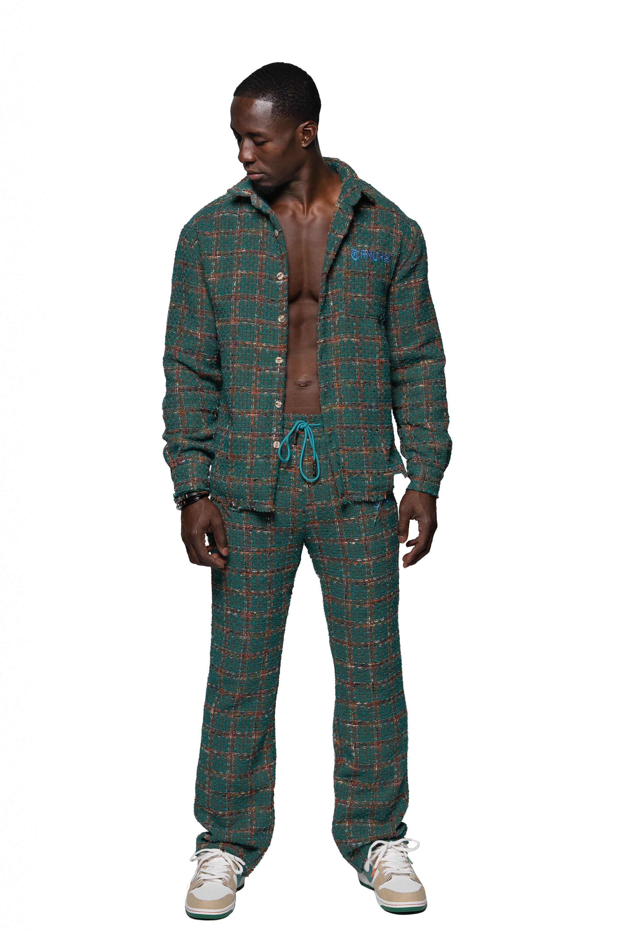 Sale 2PC "UNIQUE CLOTH"  Green Plaid Set