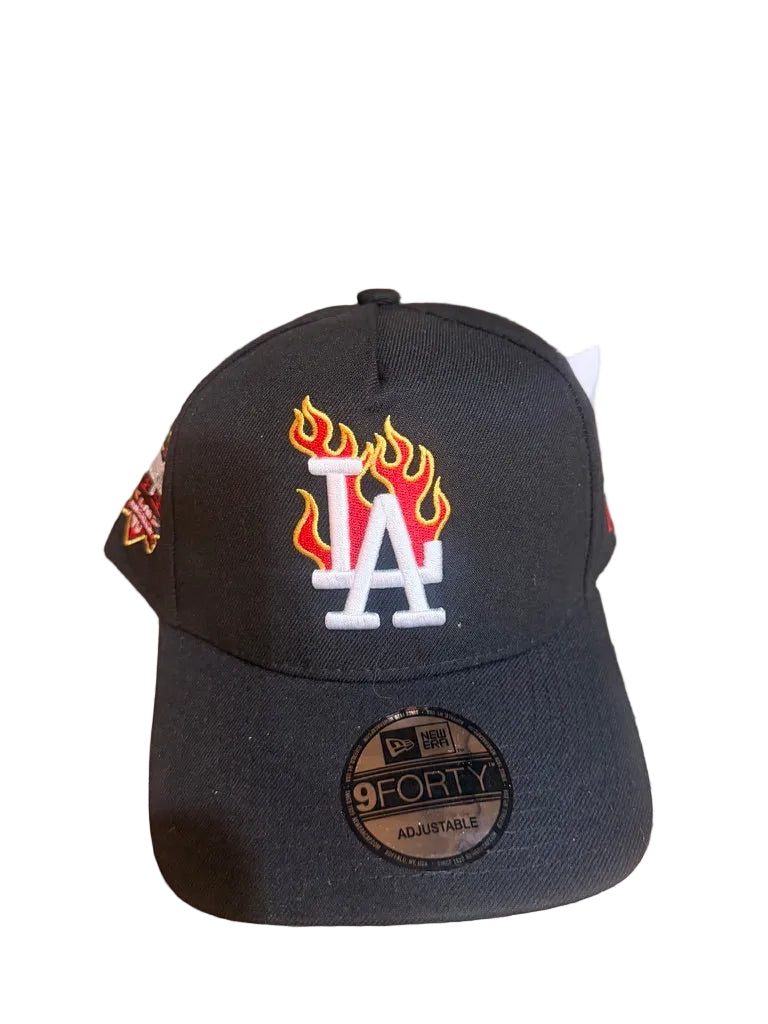 New Era Los Angeles Dodgers 9FORTY A-Frame Flames Black