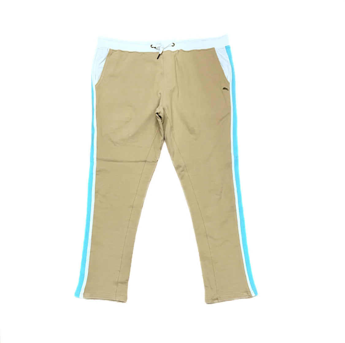 Khaki Side Stripe Track Pants – Aqua & White Stripe