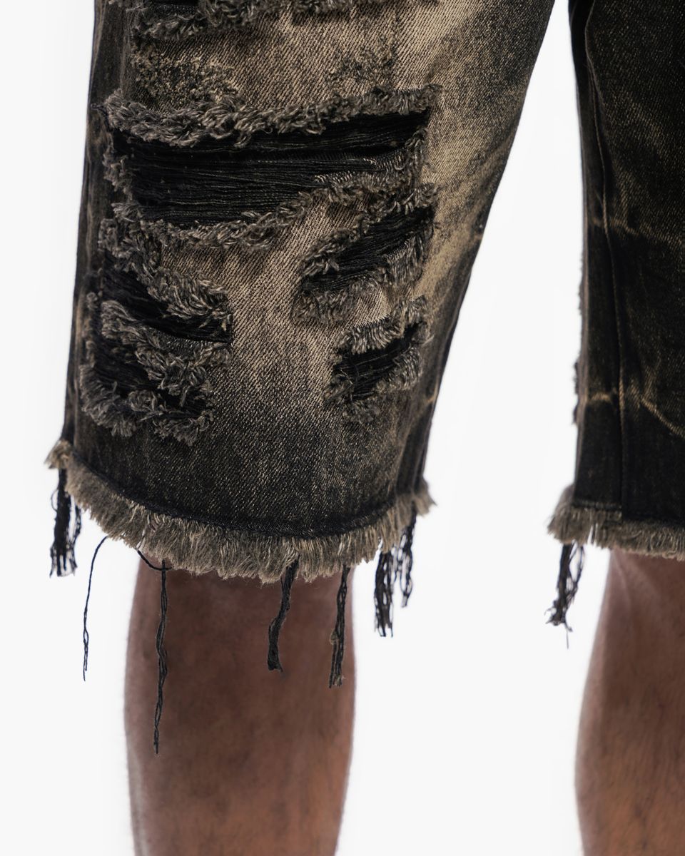 Valabasas CLIPPED Denim Shorts- Gray Wash