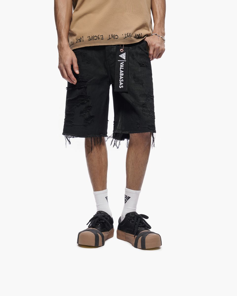 Valabasas CLIPPED Denim Shorts- Black Waxed