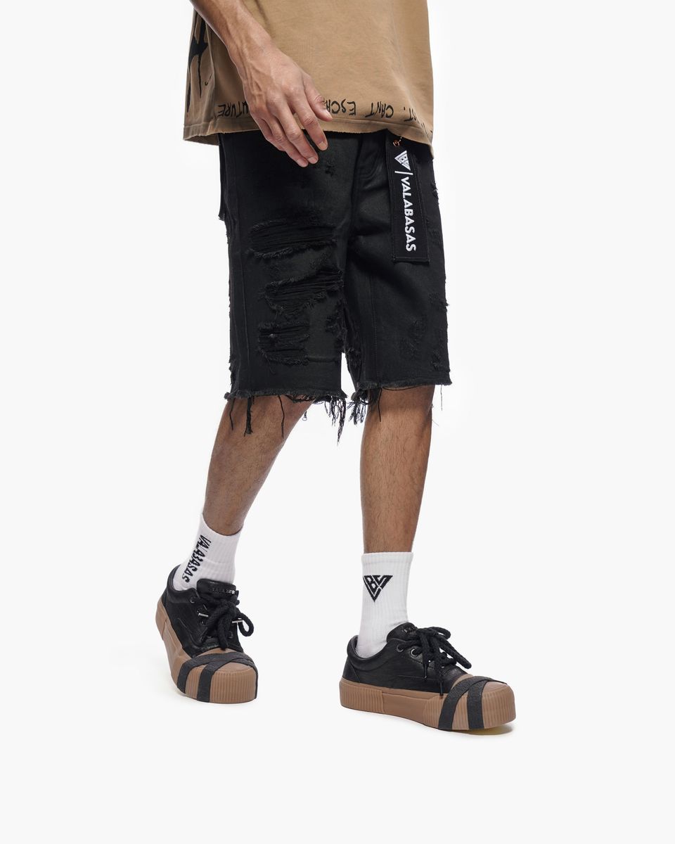 Valabasas CLIPPED Denim Shorts- Black Waxed
