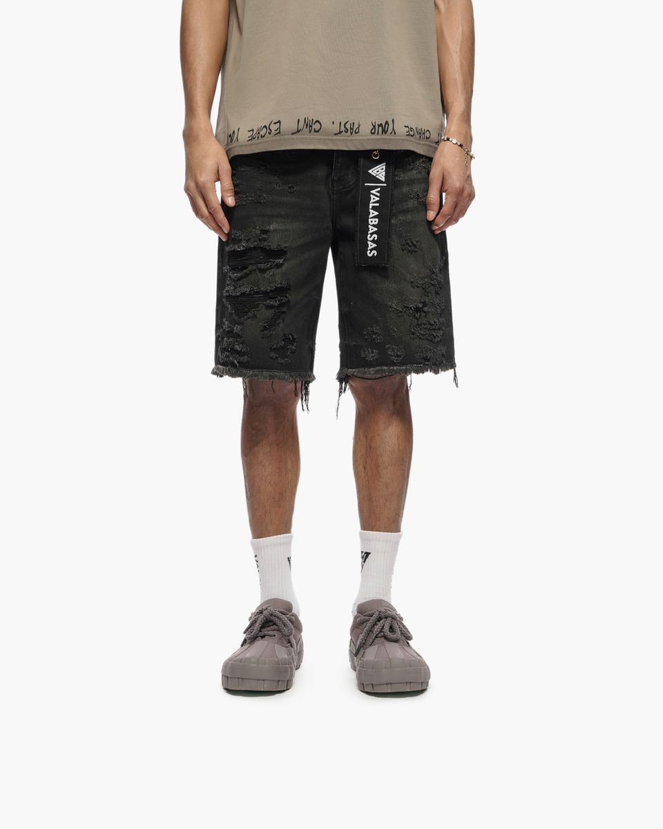 Valabasas CLIPPED Denim Shorts – Black Wash