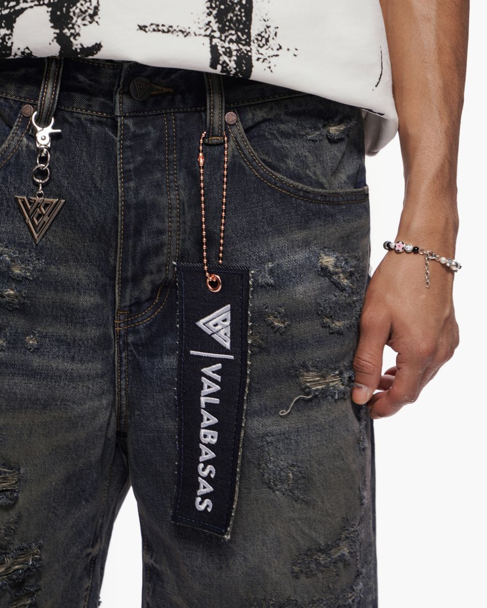 Valabasas CLIPPED Denim Shorts- Dark Dirty Blue