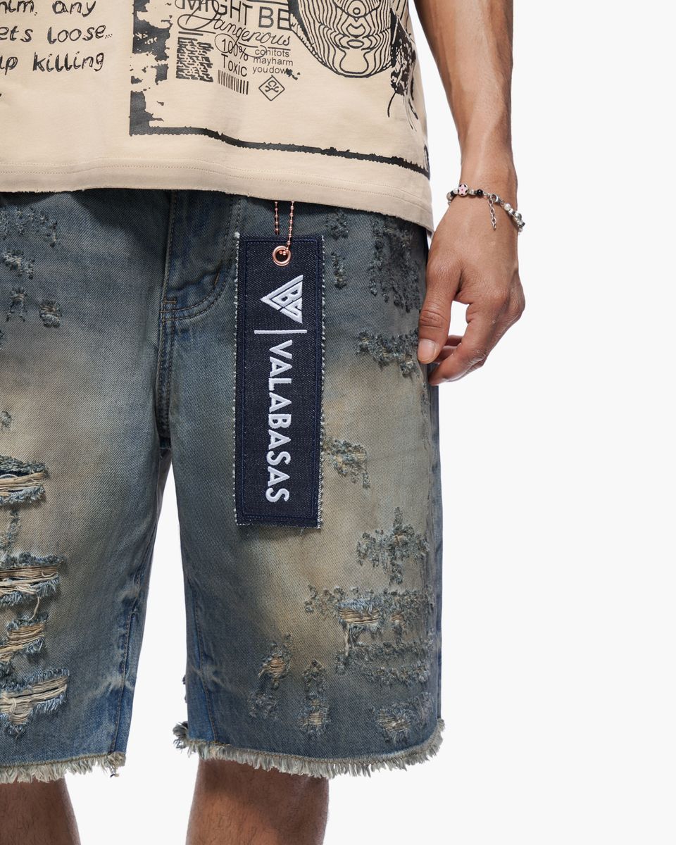 Valabasas CLIPPED Denim Shorts- Dirty Wash