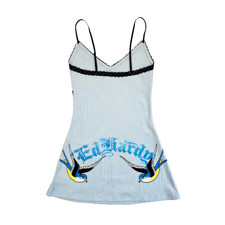 Ed Hardy “Swallows” Lace Nighty – Baby Blue