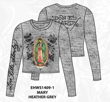 Mary Long Sleeve Crop Shirt – Heather Grey