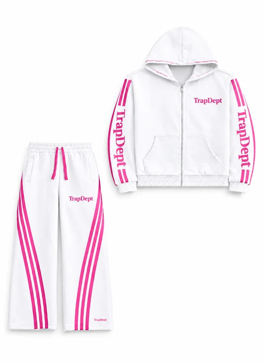 TrapDept Sweat Pants White/Pink