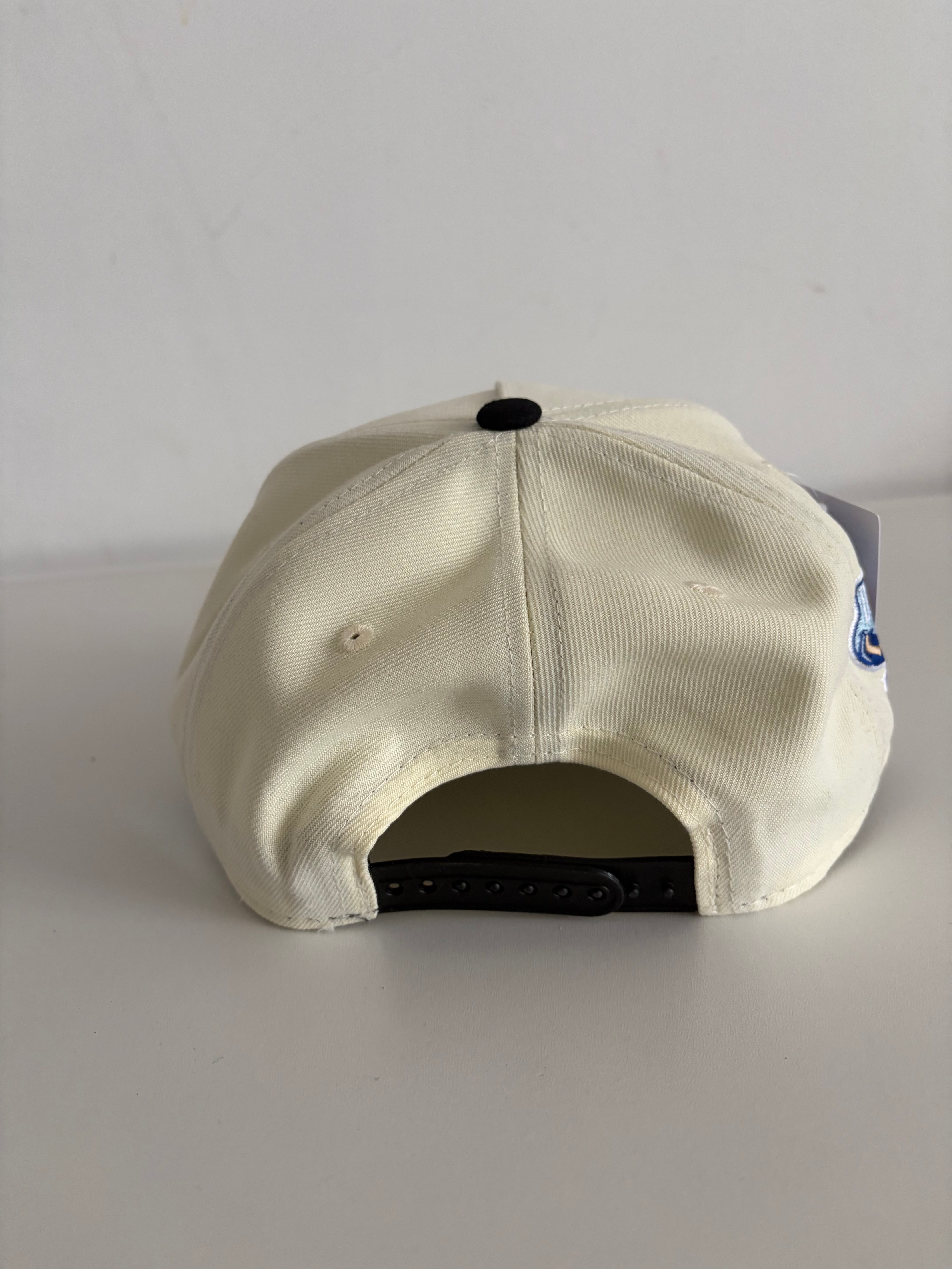 New Era LA Dodgers 9FORTY cap in cream and blue with World Series patch, back view