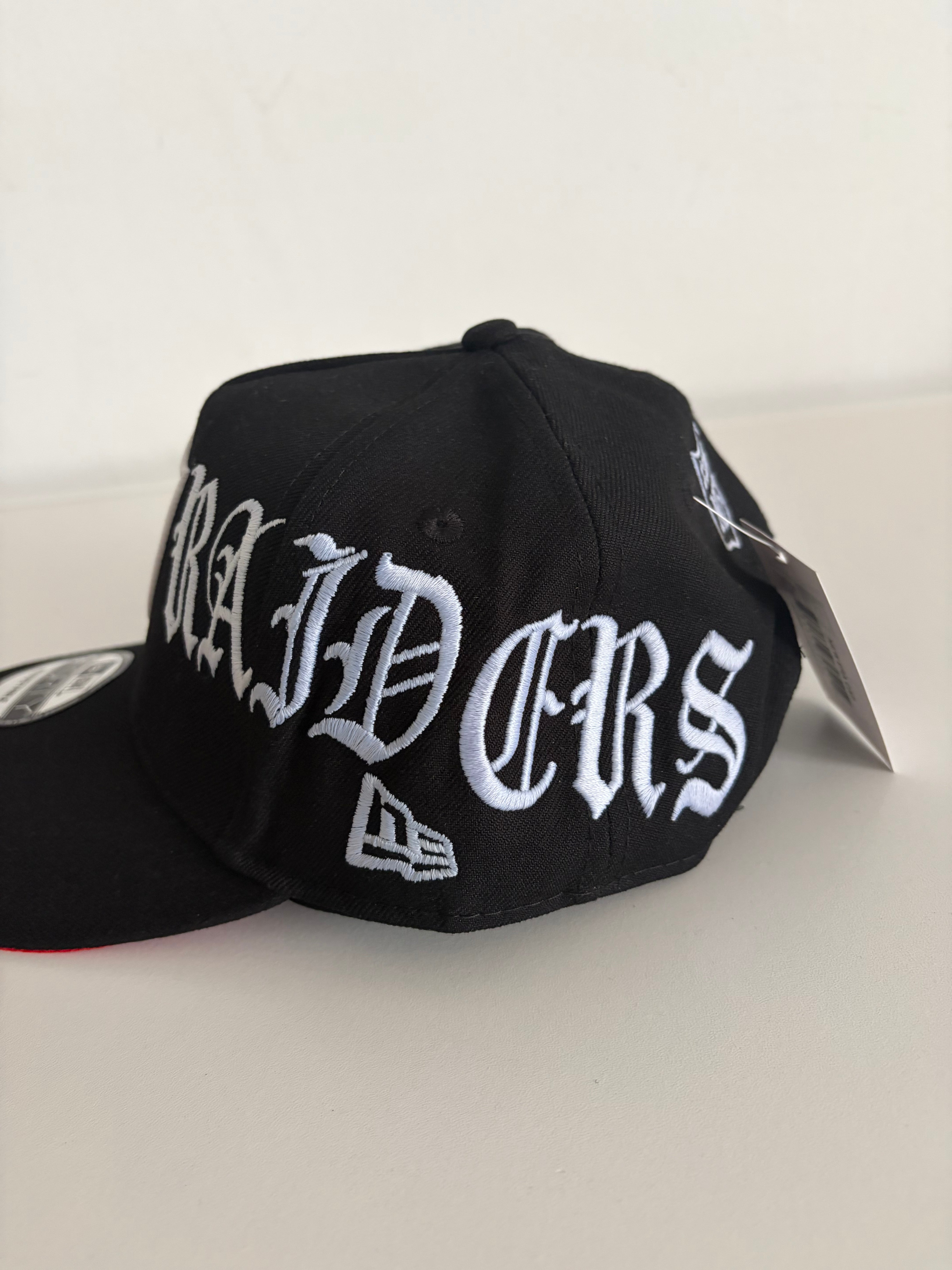 New Era Las Vegas Raiders 9FORTY Adjustable Cap – Black Gothic Script Edition