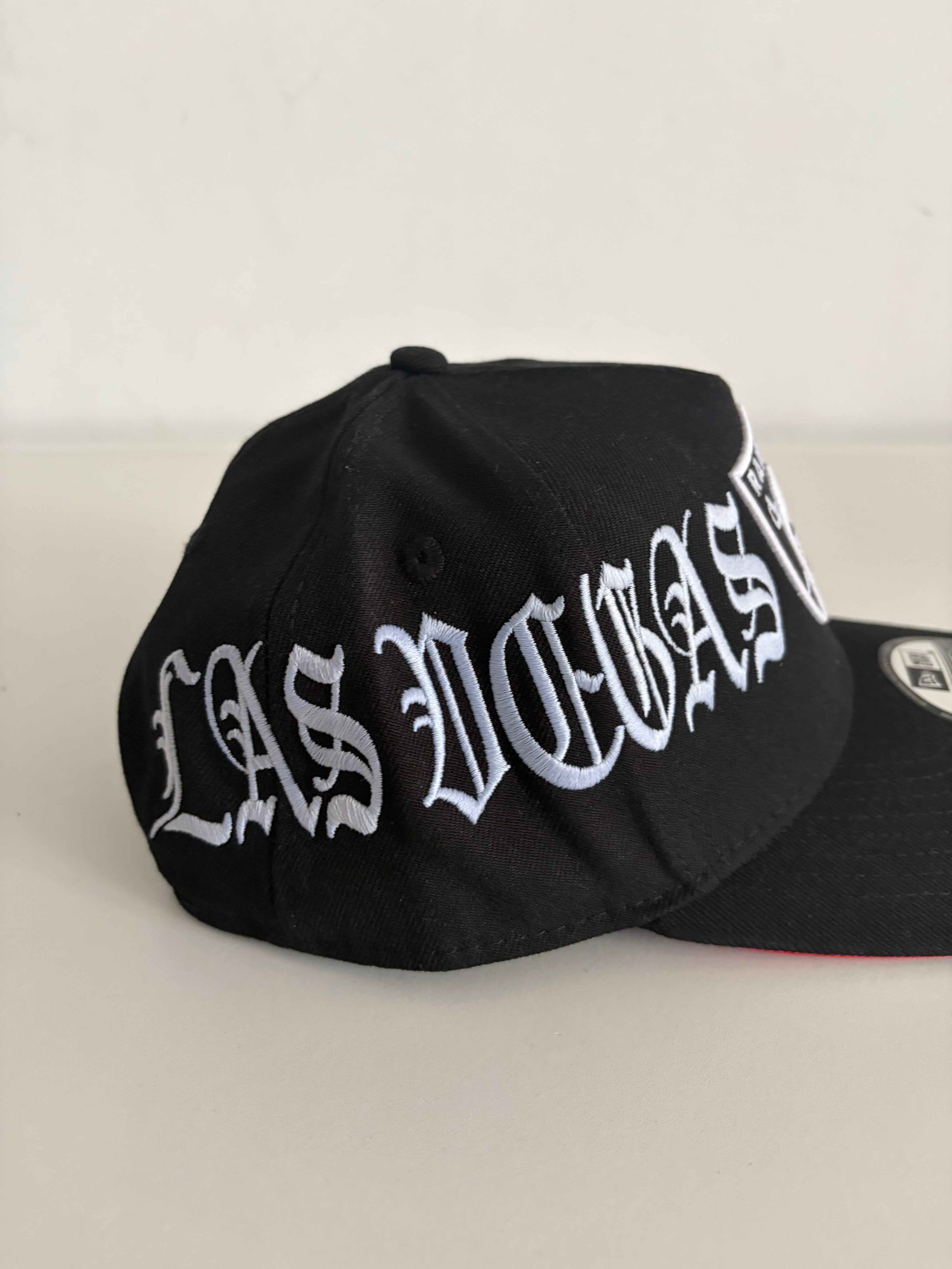 New Era Las Vegas Raiders 9FORTY Adjustable Cap – Black Gothic Script Edition