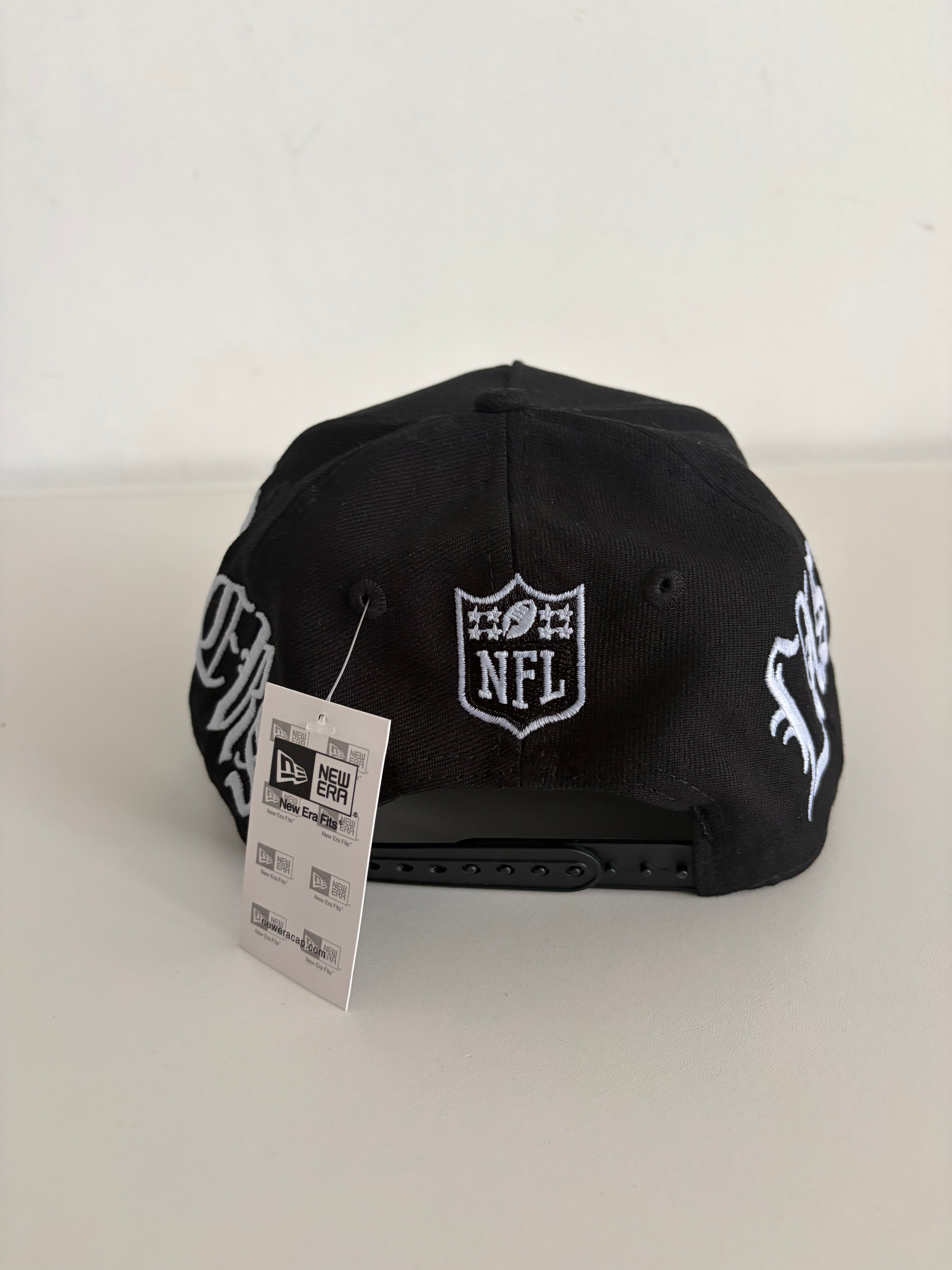 New Era Las Vegas Raiders 9FORTY Adjustable Cap – Black Gothic Script Edition