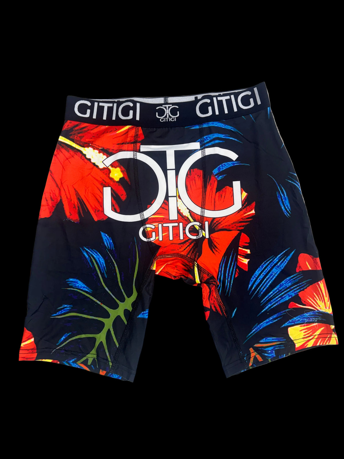 GITIGI 'GTG Hibiscus' Black/Red Boxer Briefs