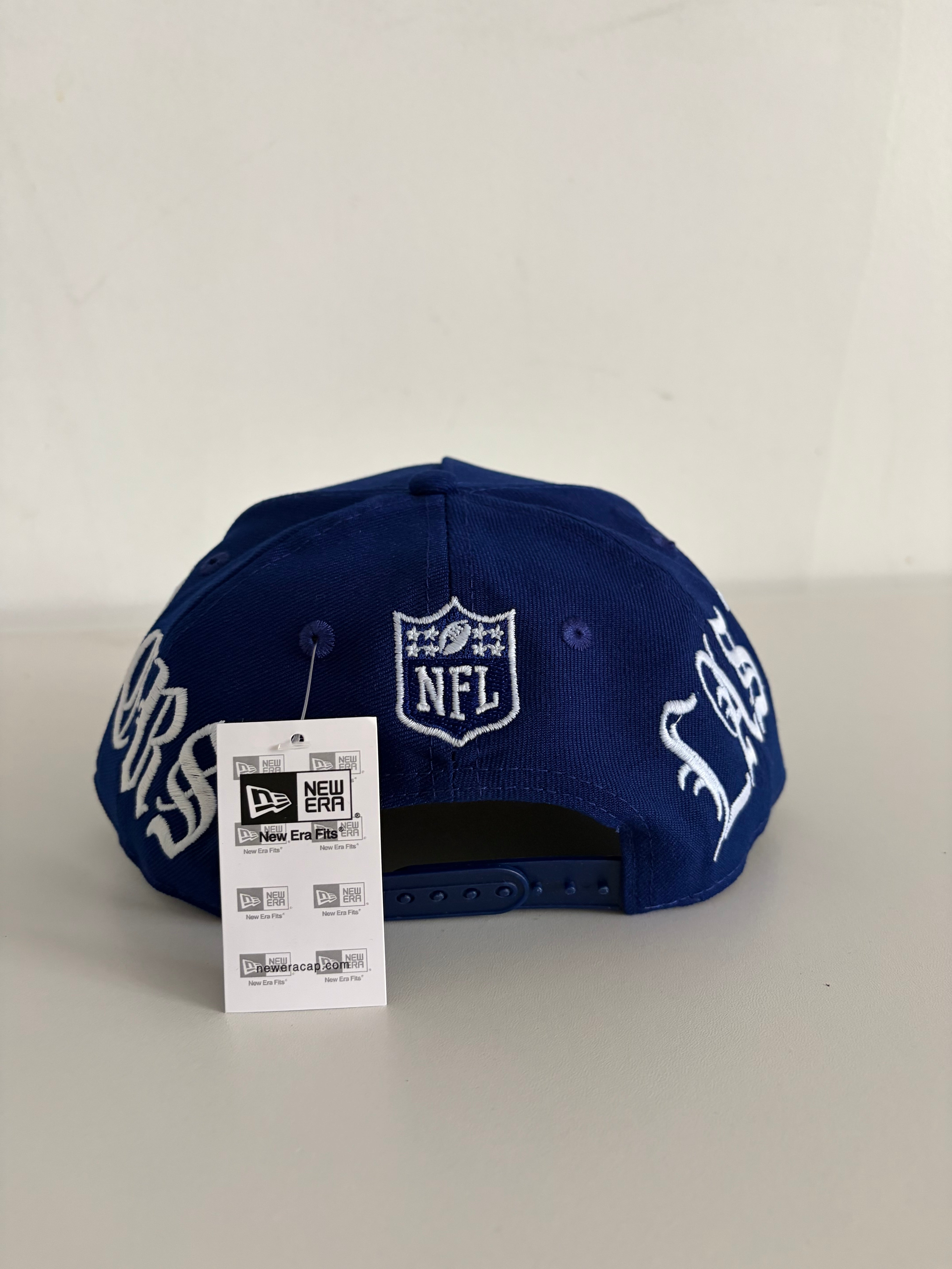 New Era Las Vegas Raiders 9FORTY cap in royal blue, detail view