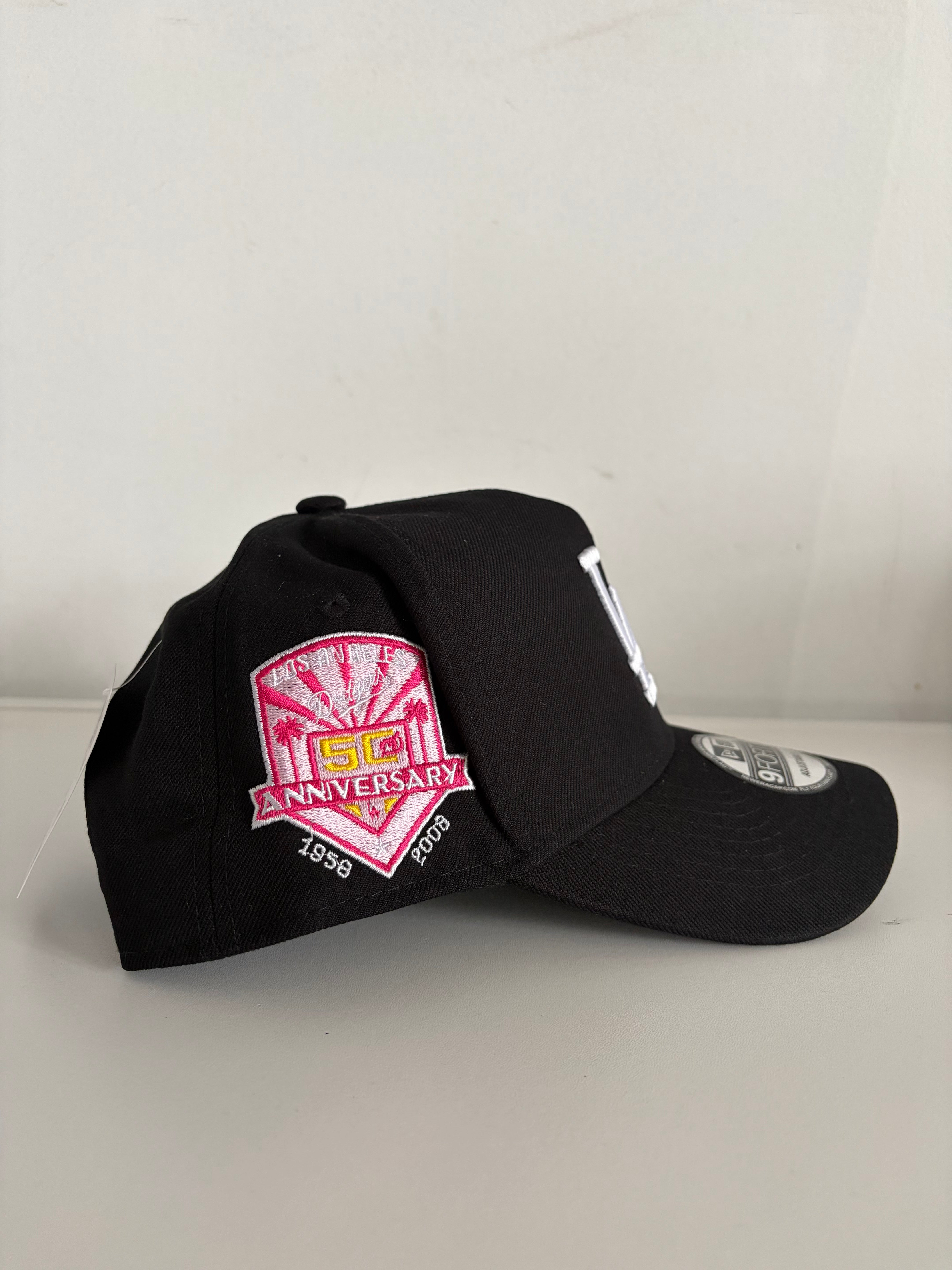 New Era Los Angeles Dodgers 9FORTY Adjustable Cap – Black w/ Pink Rose & 50th Anniversary Patch