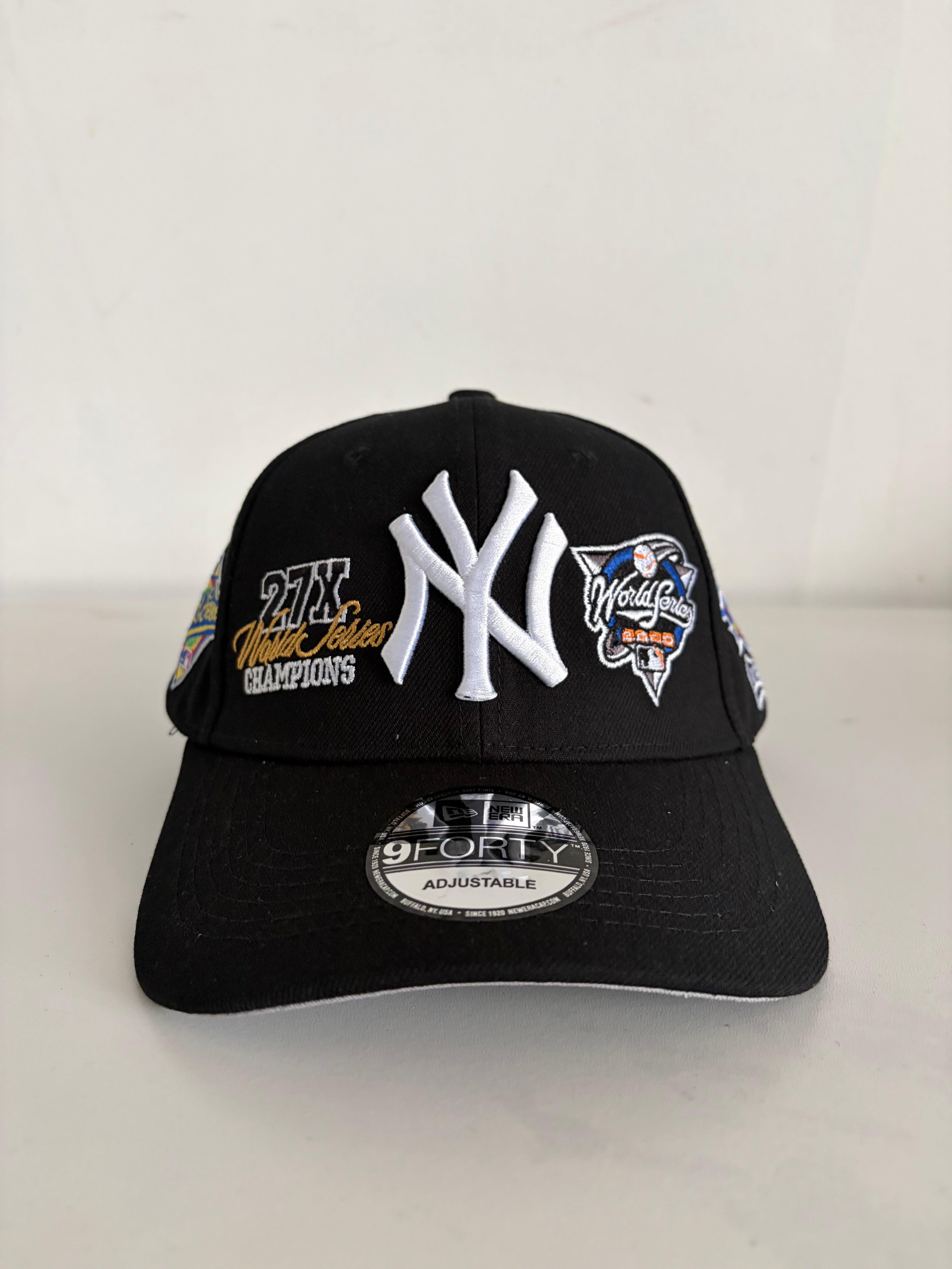 New Era New York Yankees 9FORTY Adjustable Cap – Black w/ Multi World Series & Subway Series Patches