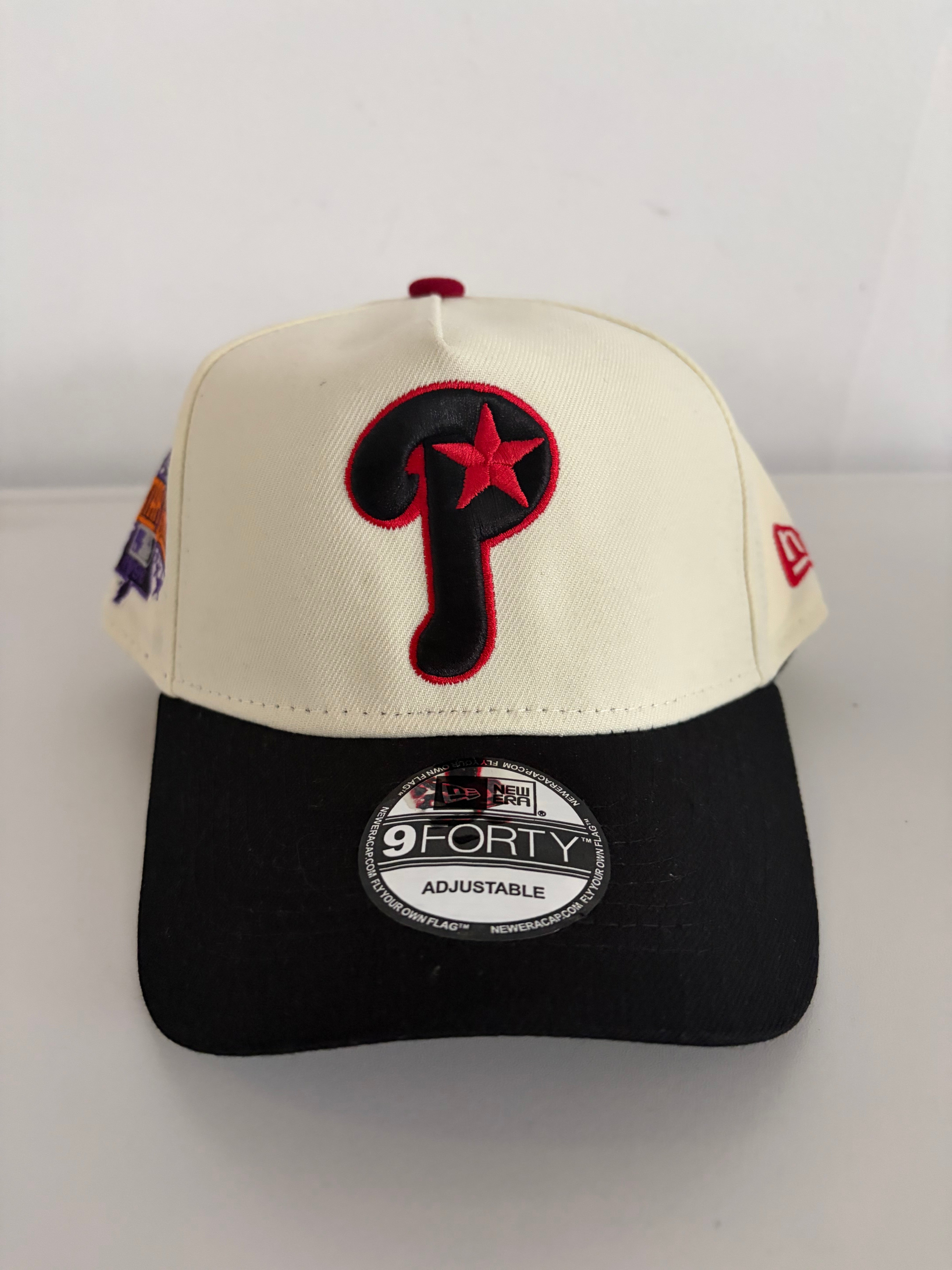 New Era Philadelphia Phillies 9FORTY Adjustable Cap – Cream/Black w/ Red Star Logo & 1996 All-Star Game Patch