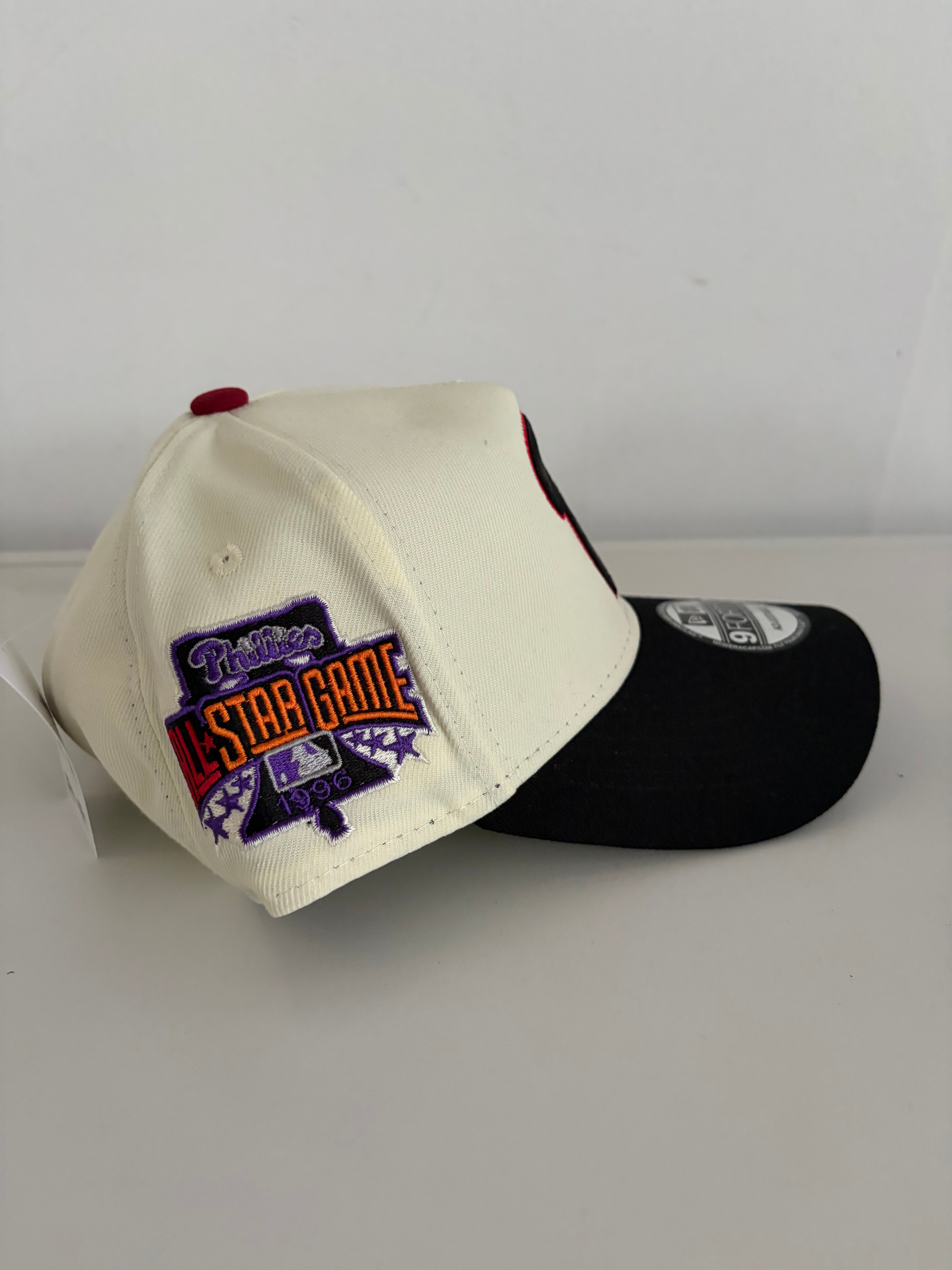New Era Philadelphia Phillies 9FORTY Adjustable Cap – Cream/Black w/ Red Star Logo & 1996 All-Star Game Patch
