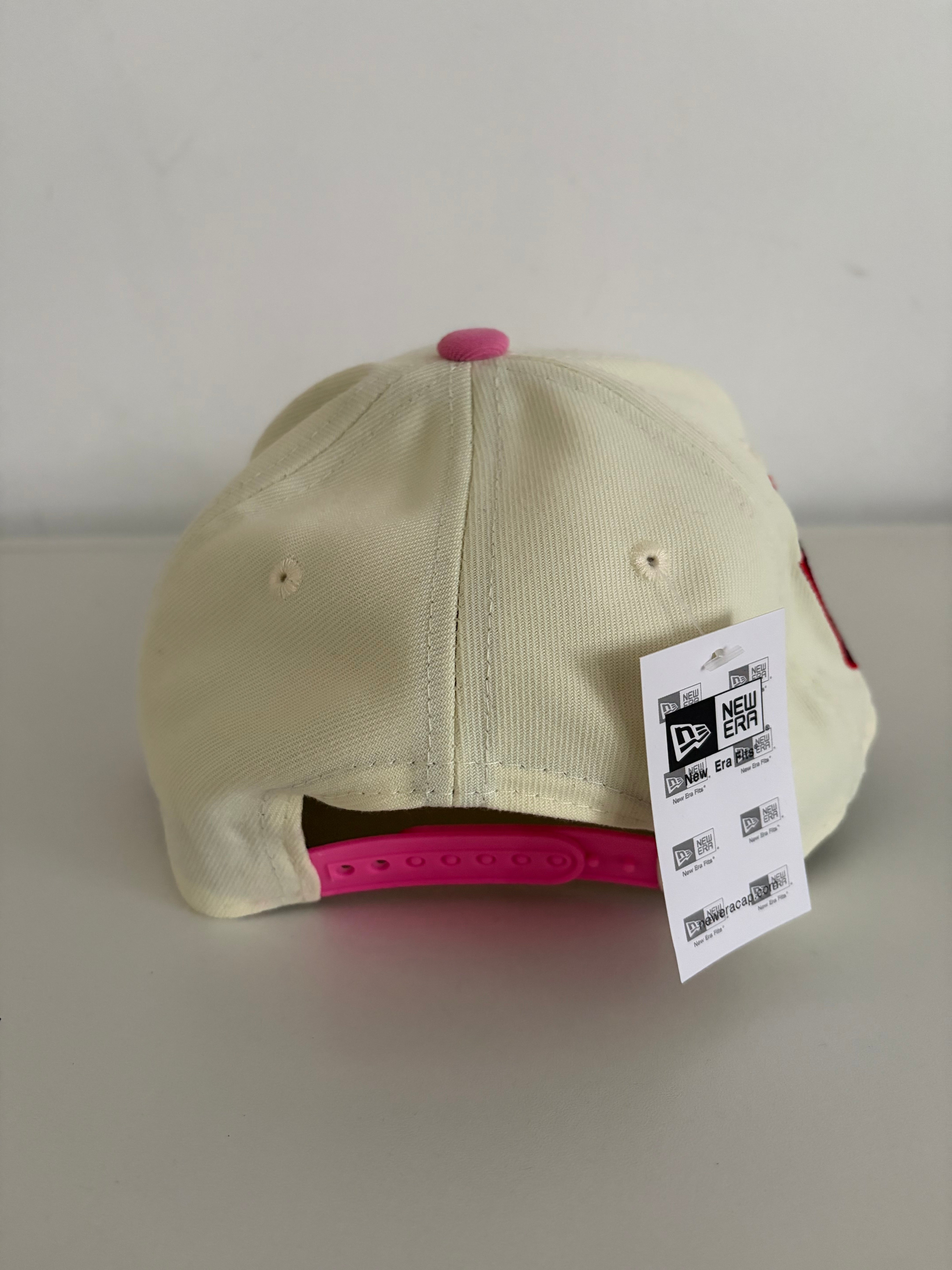 New Era Oakland Athletics 9FORTY Adjustable Cap – Cream/Pink w/ Rose Detail & 50th Anniversary Patch