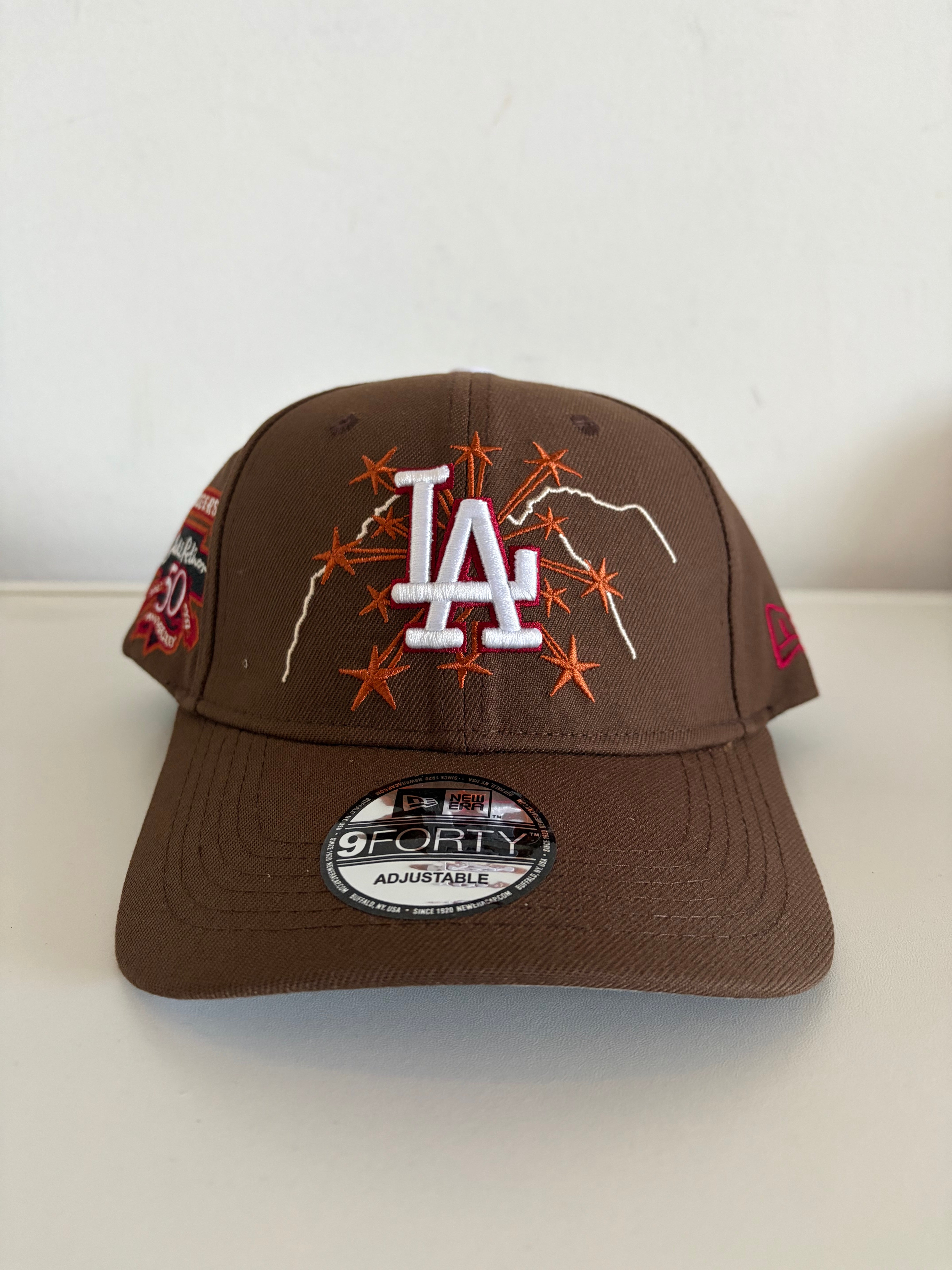 New Era Los Angeles Dodgers 9FORTY Adjustable Cap – Brown w/ Starburst Embroidery & Jackie Robinson Patch