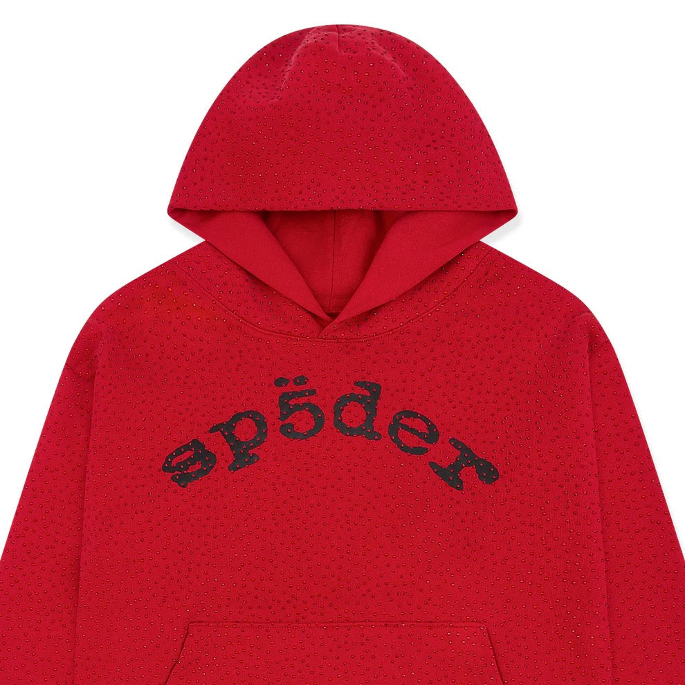 Spider Hoodie Red Rhinestones