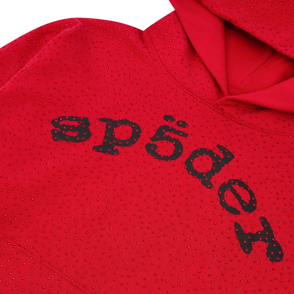 Spider Hoodie Red Rhinestones