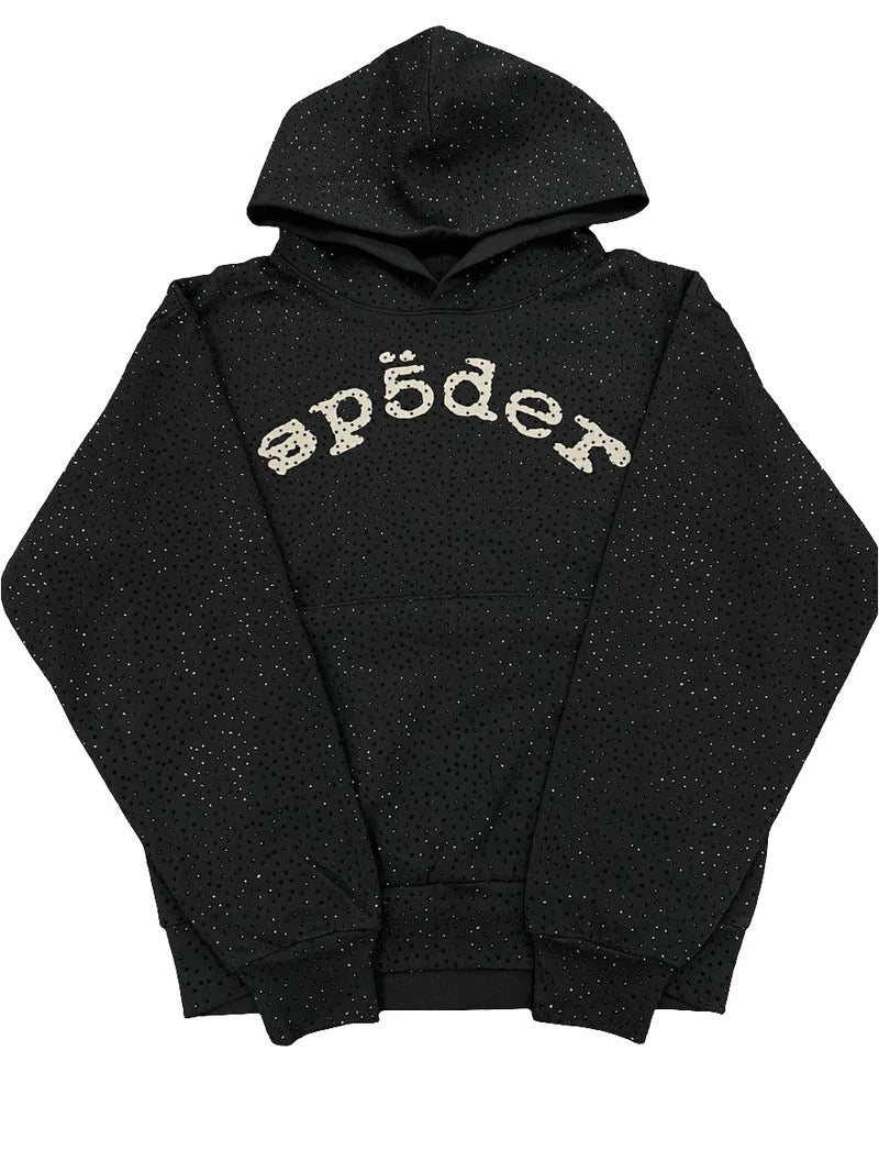 Spider Hoodie Black Rhinestones