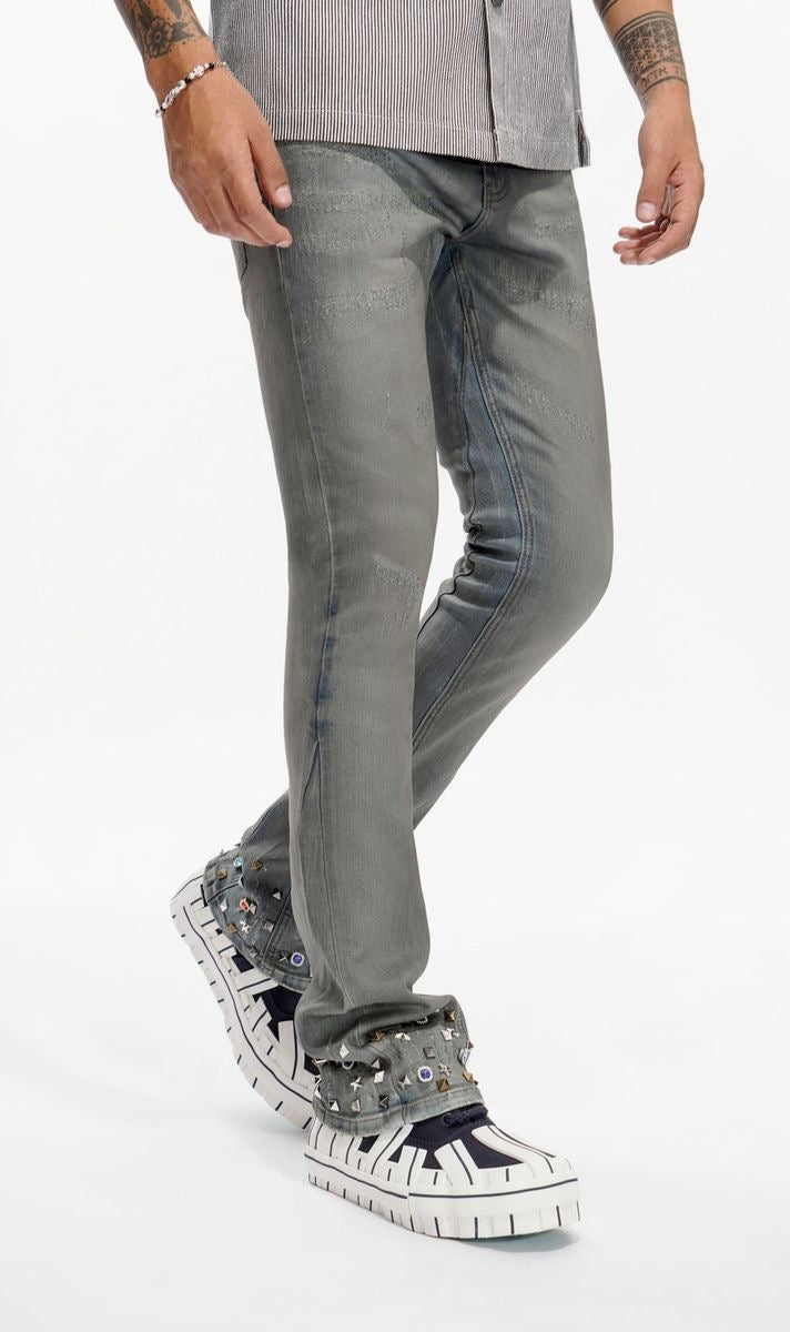 Valabasas "Ion" 33" Stacked Dk.Dirty Blue Waxed