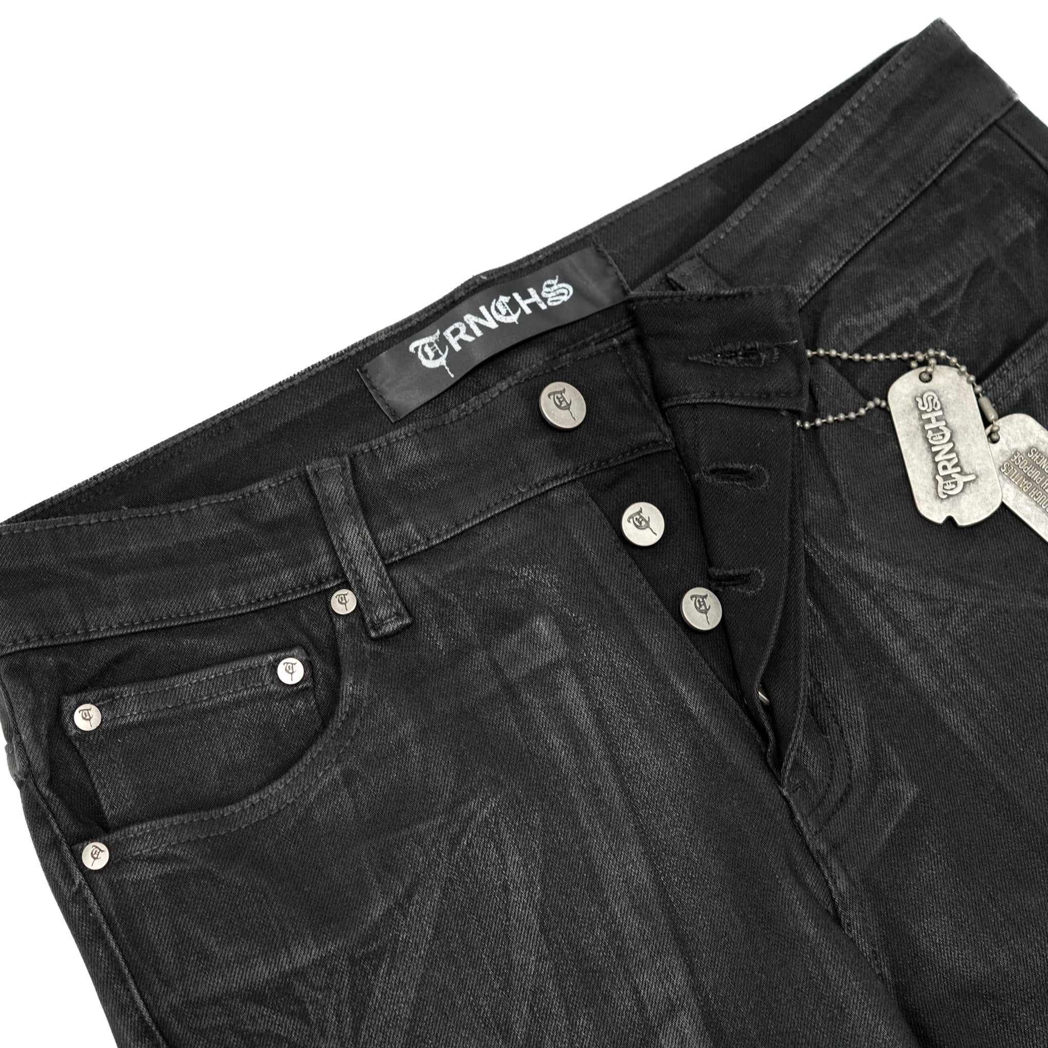 "NIGHT-CODE" Black WAXED Denim
