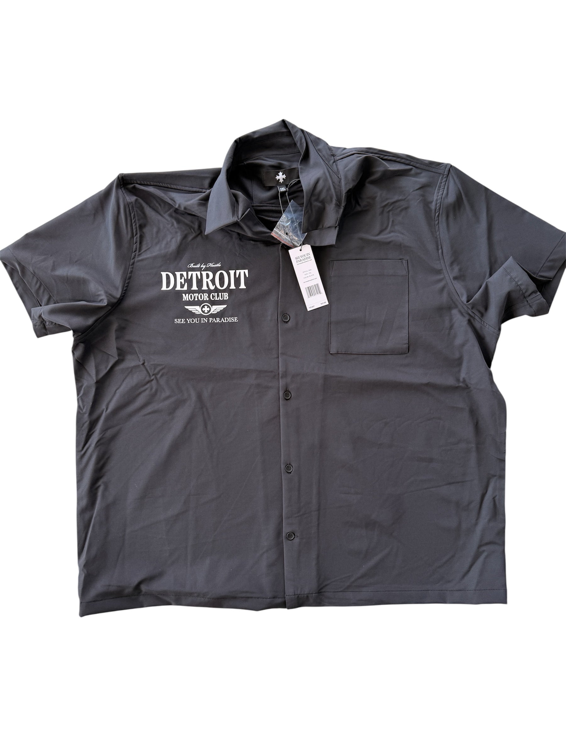 Jordan Craig Detroit Motor Club Short Sleeve Button-Up Shirt – Black