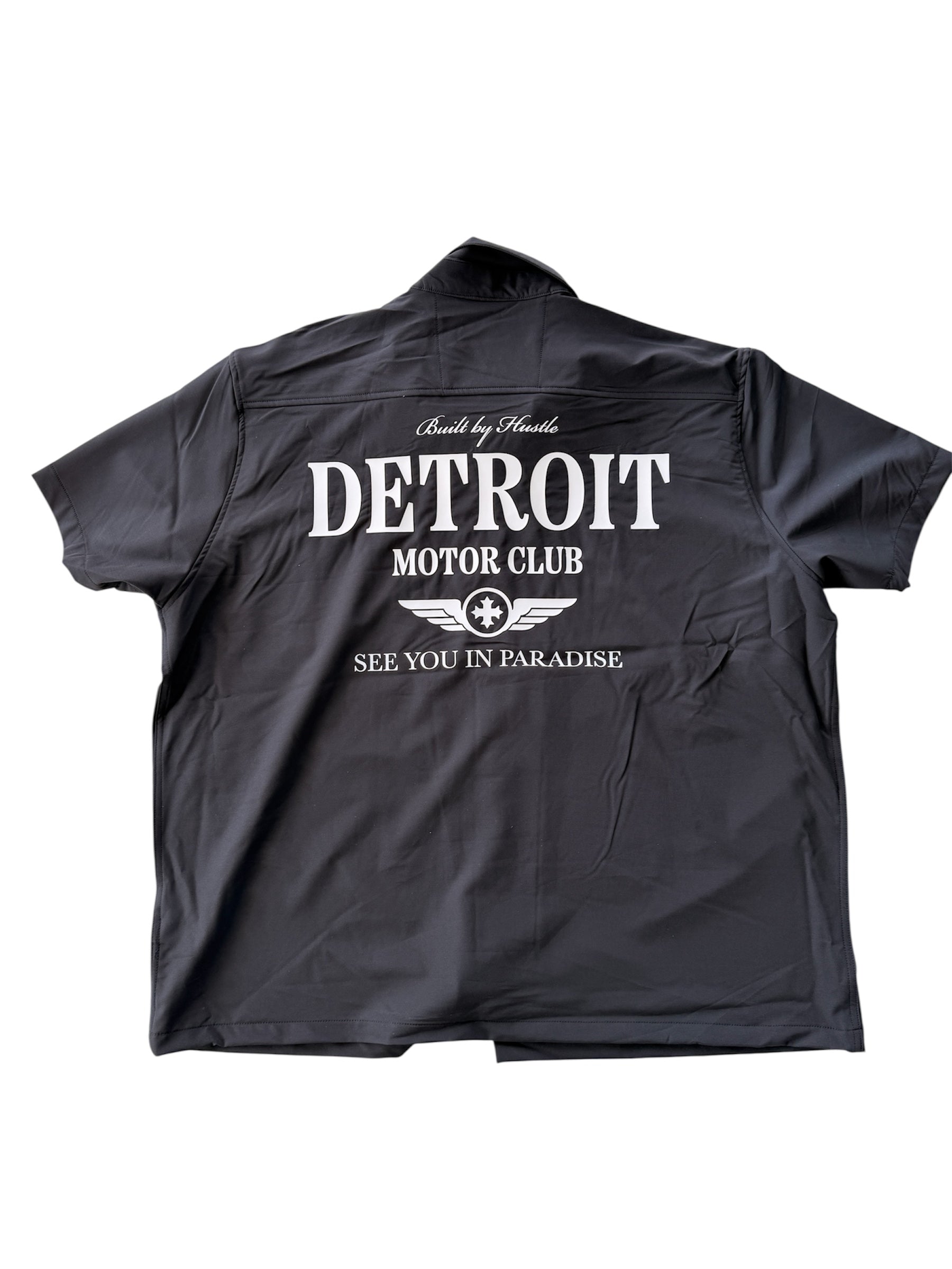 Jordan Craig Detroit Motor Club Short Sleeve Button-Up Shirt – Black