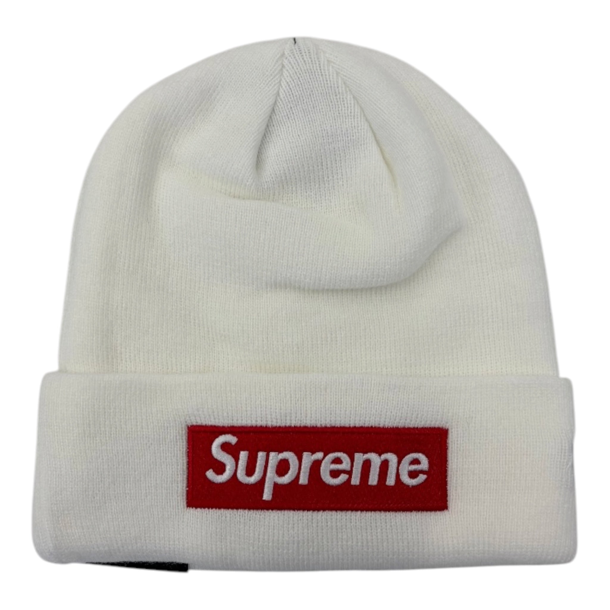 Supreme New Era Box Logo Beanie- White/Red