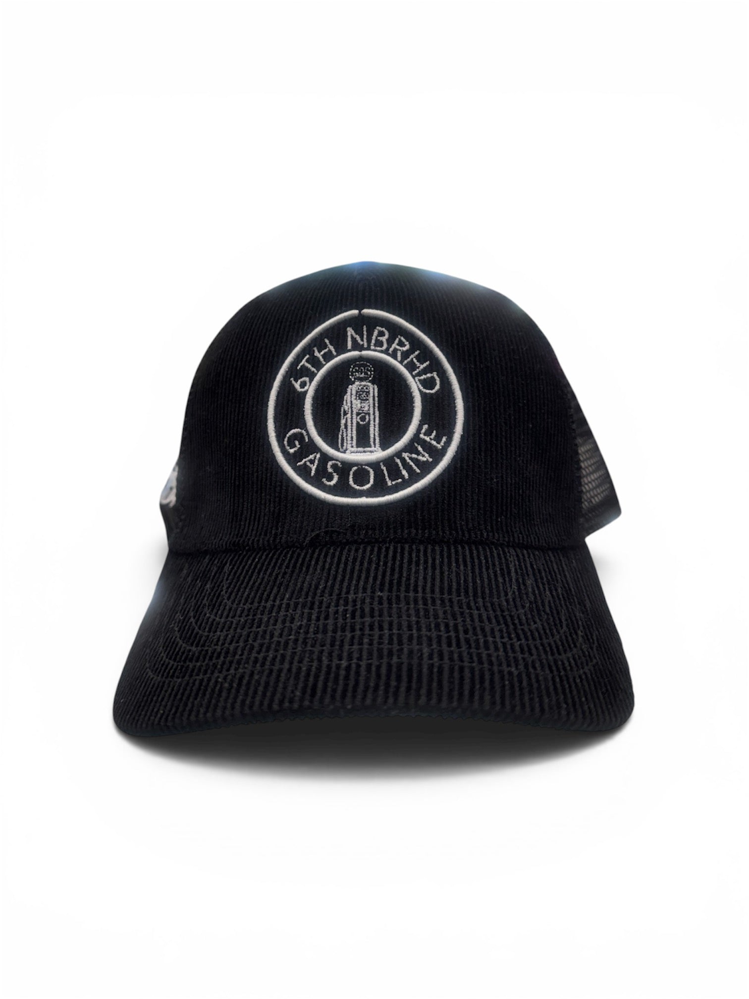 6th NBRHD Gasoline Corduroy Trucker Hat – Black Mesh Snapback Cap