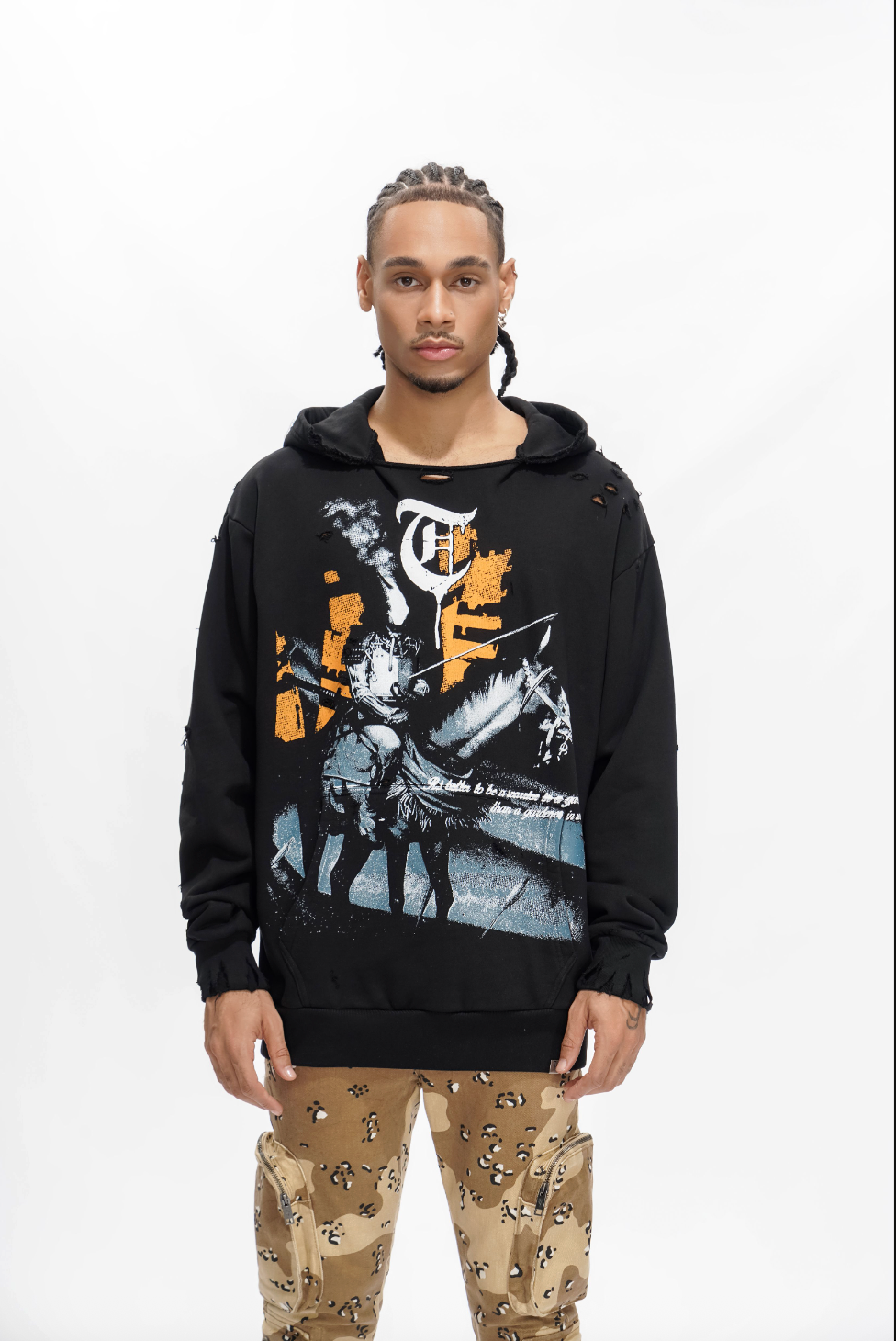 WARRIOR IN THE GARDEN Black Hoodie