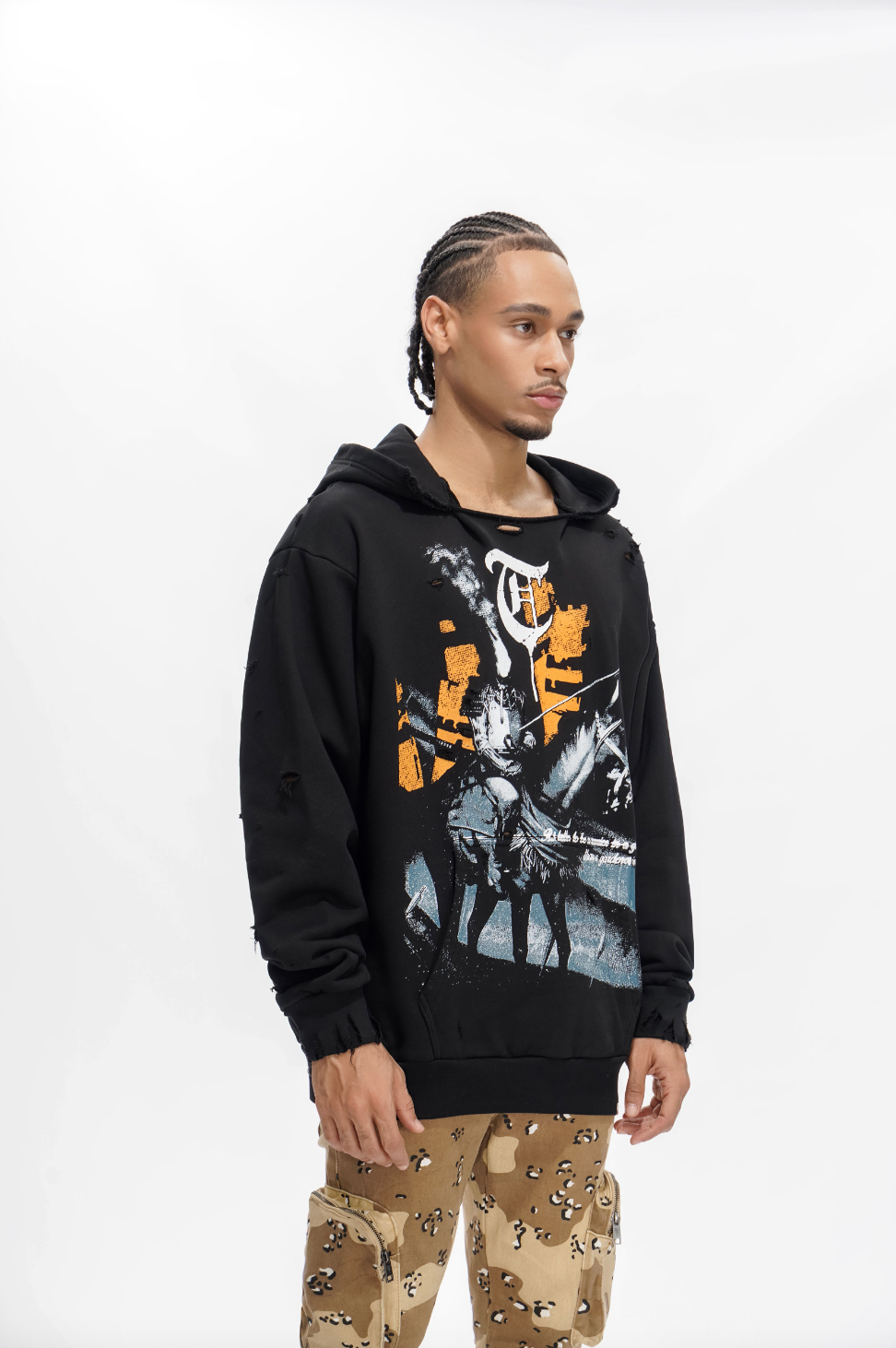 WARRIOR IN THE GARDEN Black Hoodie