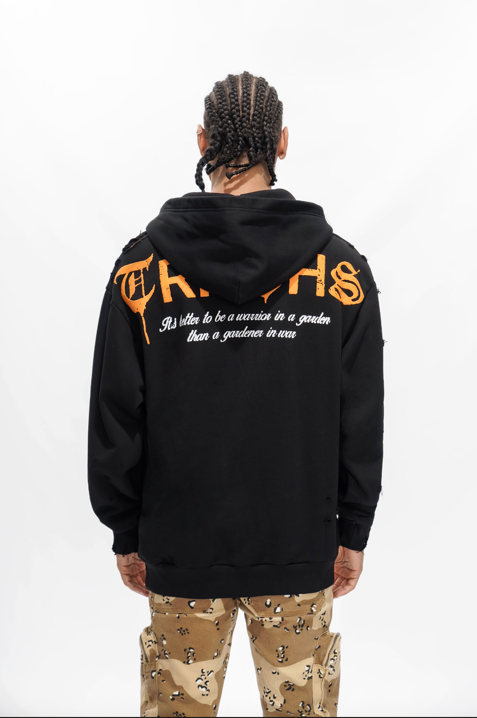 WARRIOR IN THE GARDEN Black Hoodie