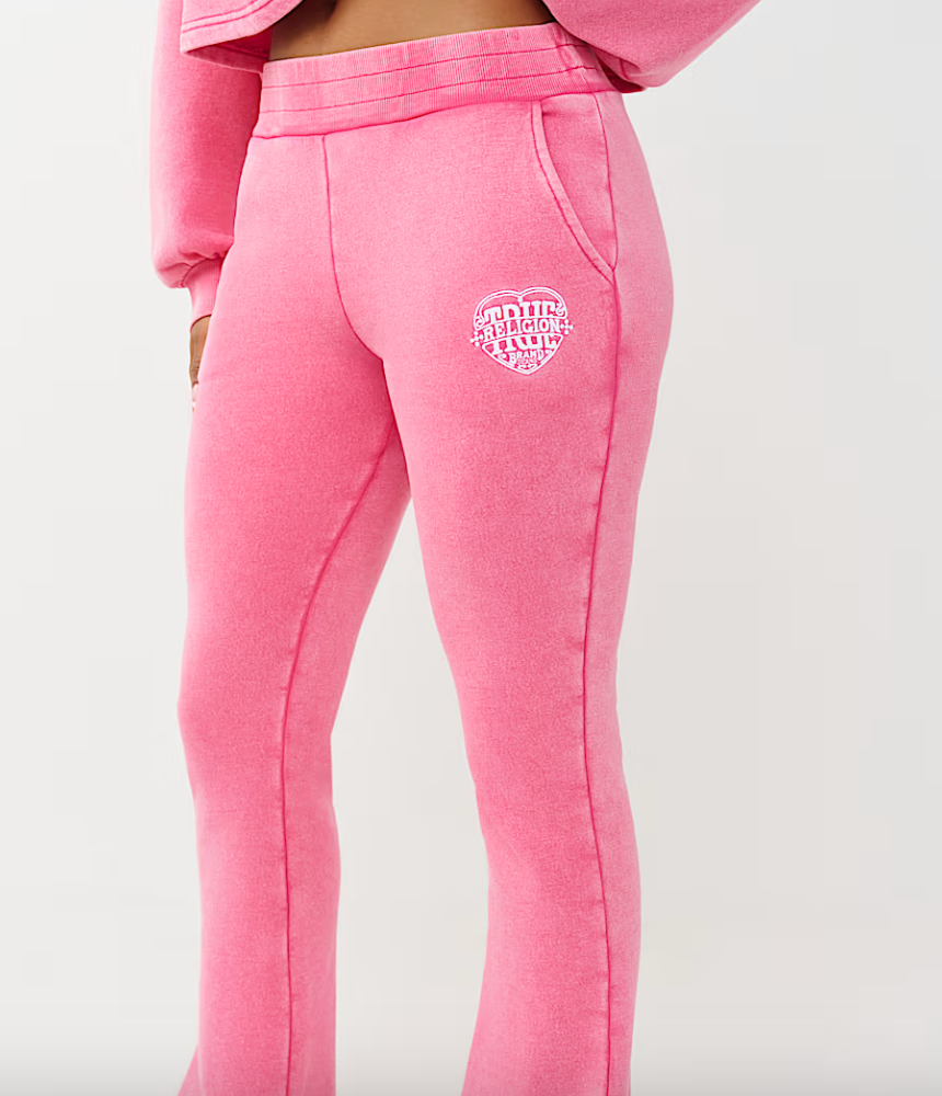 True Religion Heart Logo Flare Sweatpants – Pink